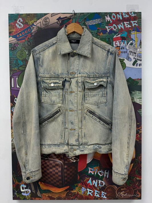 Amiri Distressed Jean Jacket Vintage Wash Used Medium N/A