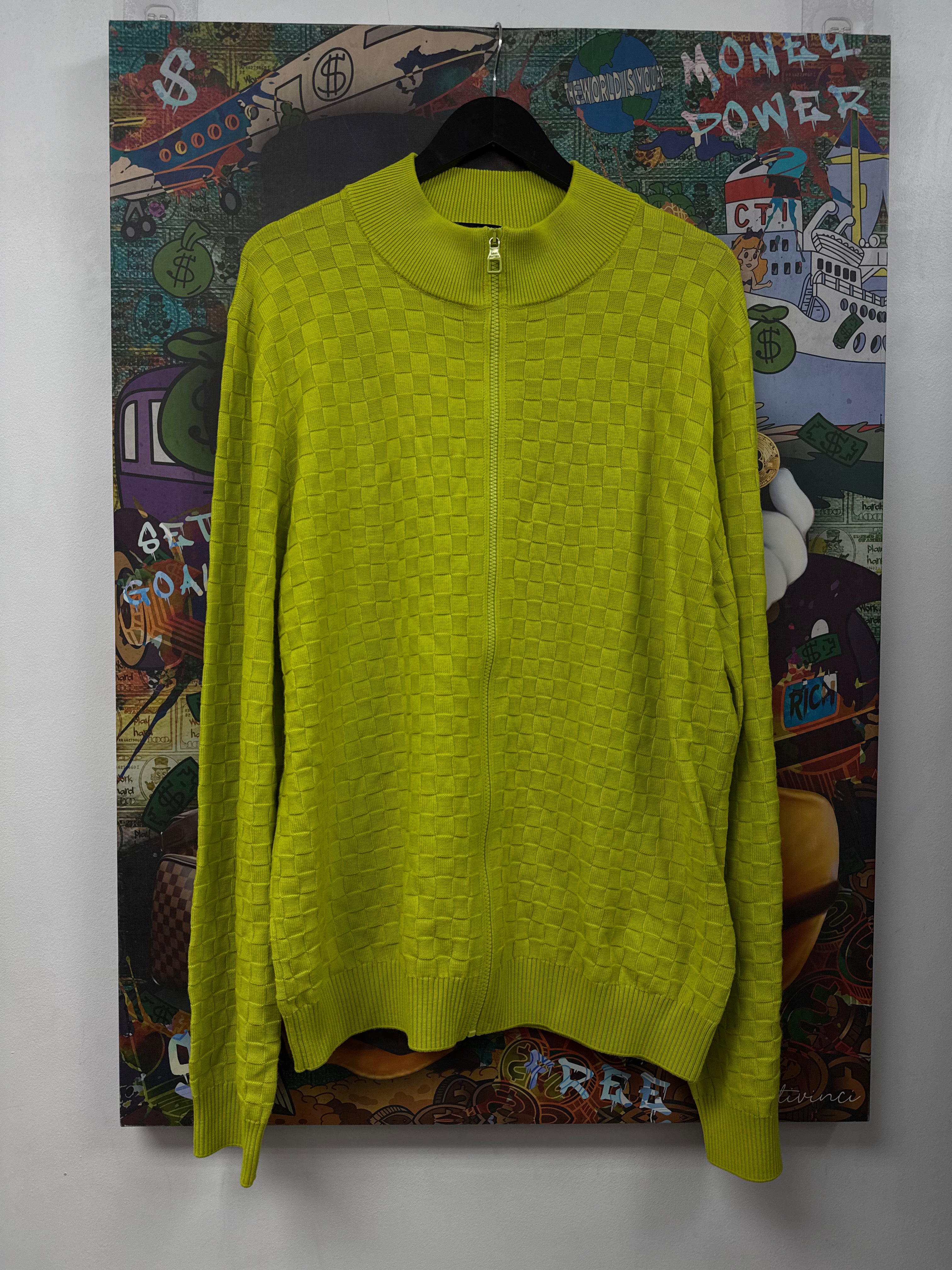Louis Vuitton Lime Damier Knit Zip Up