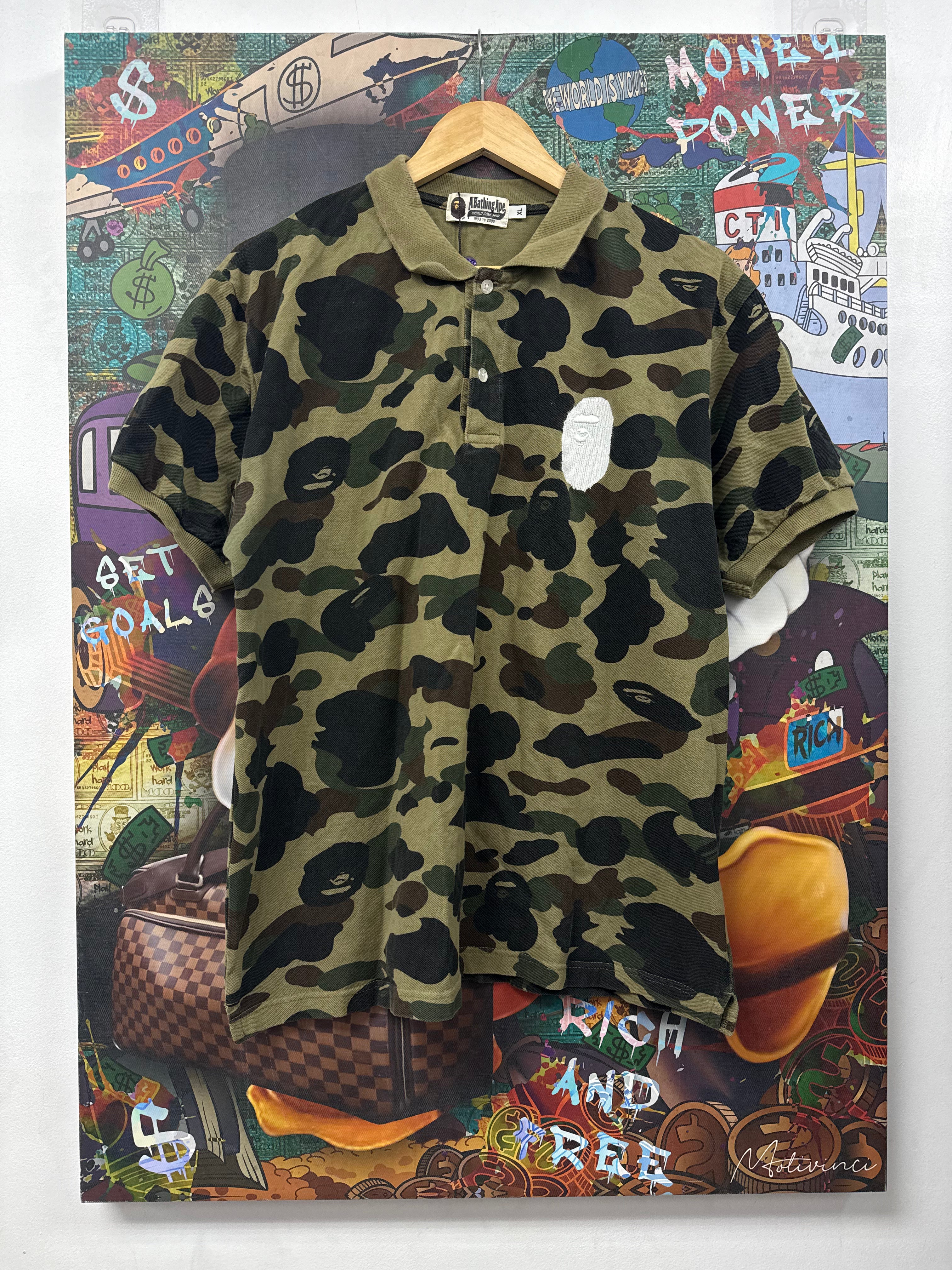 BAPE Green Camo Polo