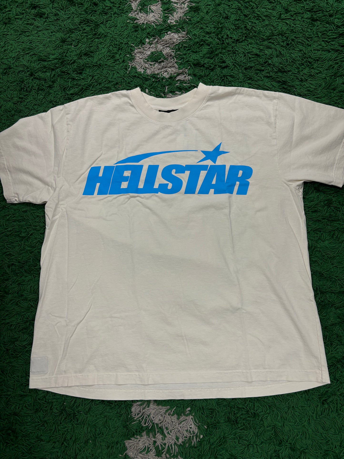 Hellstar Classic Logo Tee Cream Baby Blue New XXL In Plastic