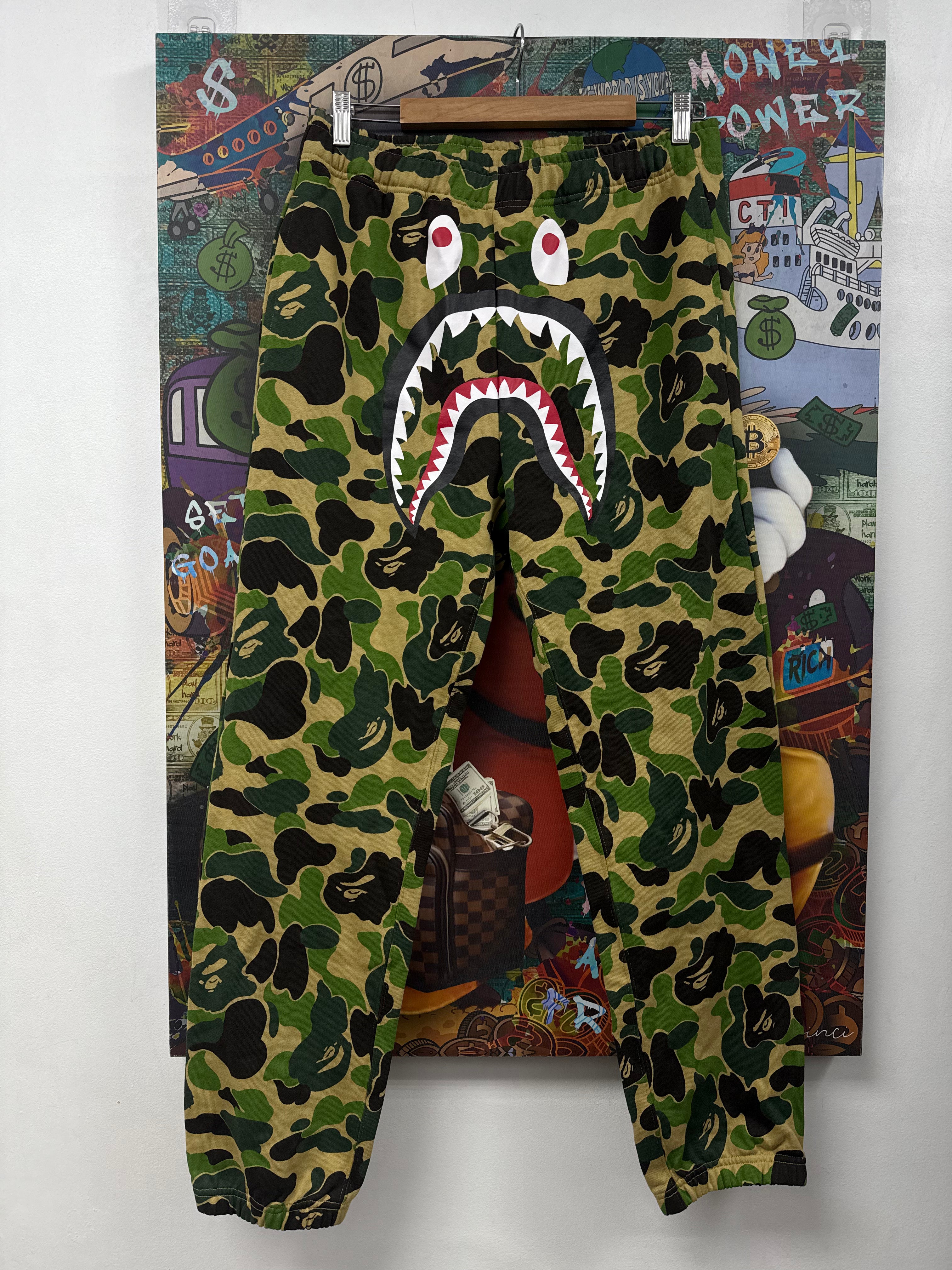 BAPE Green Camo Shark Sweats