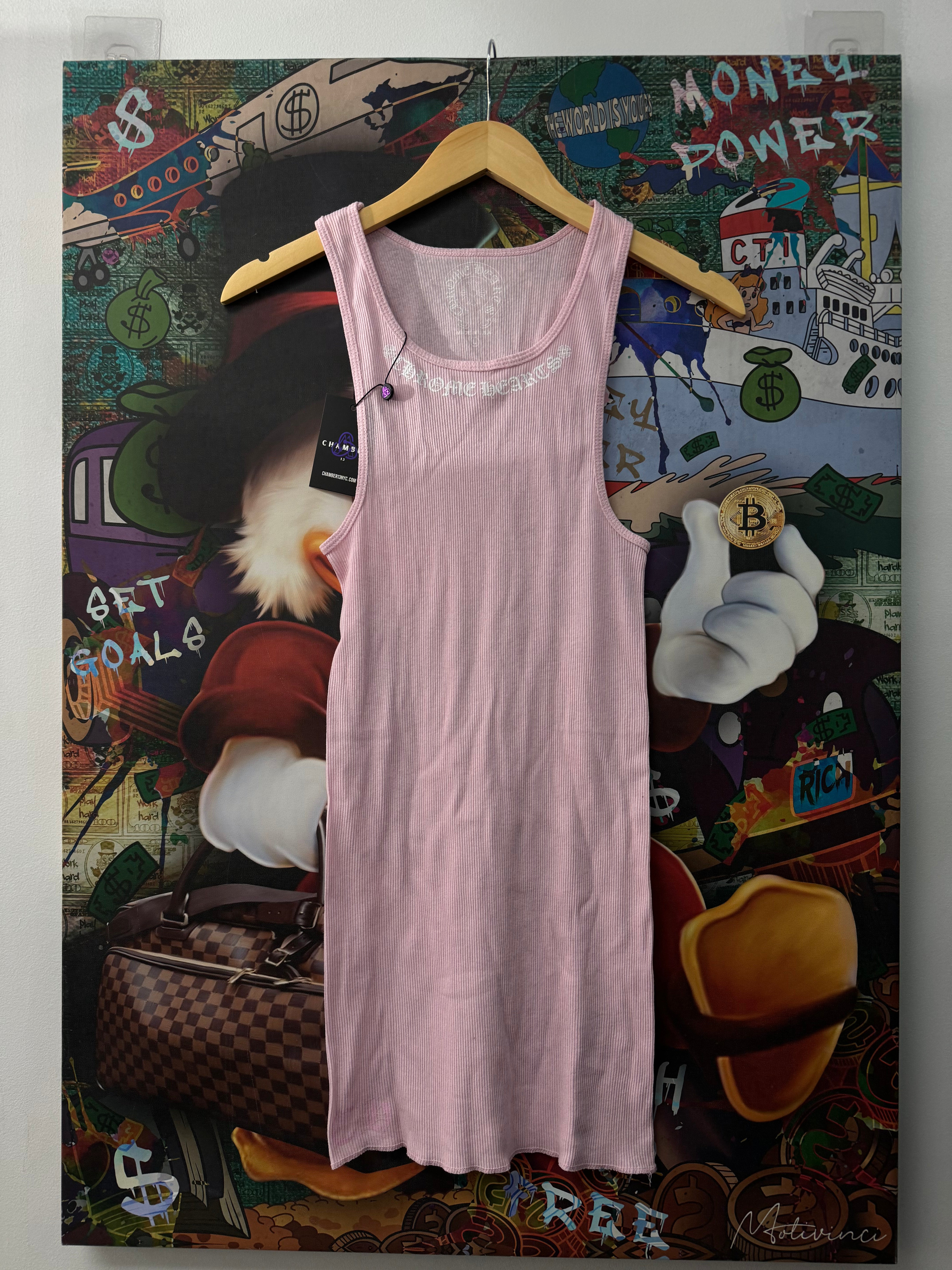 Chrome Hearts Pink White Scroll Logo Tank Top