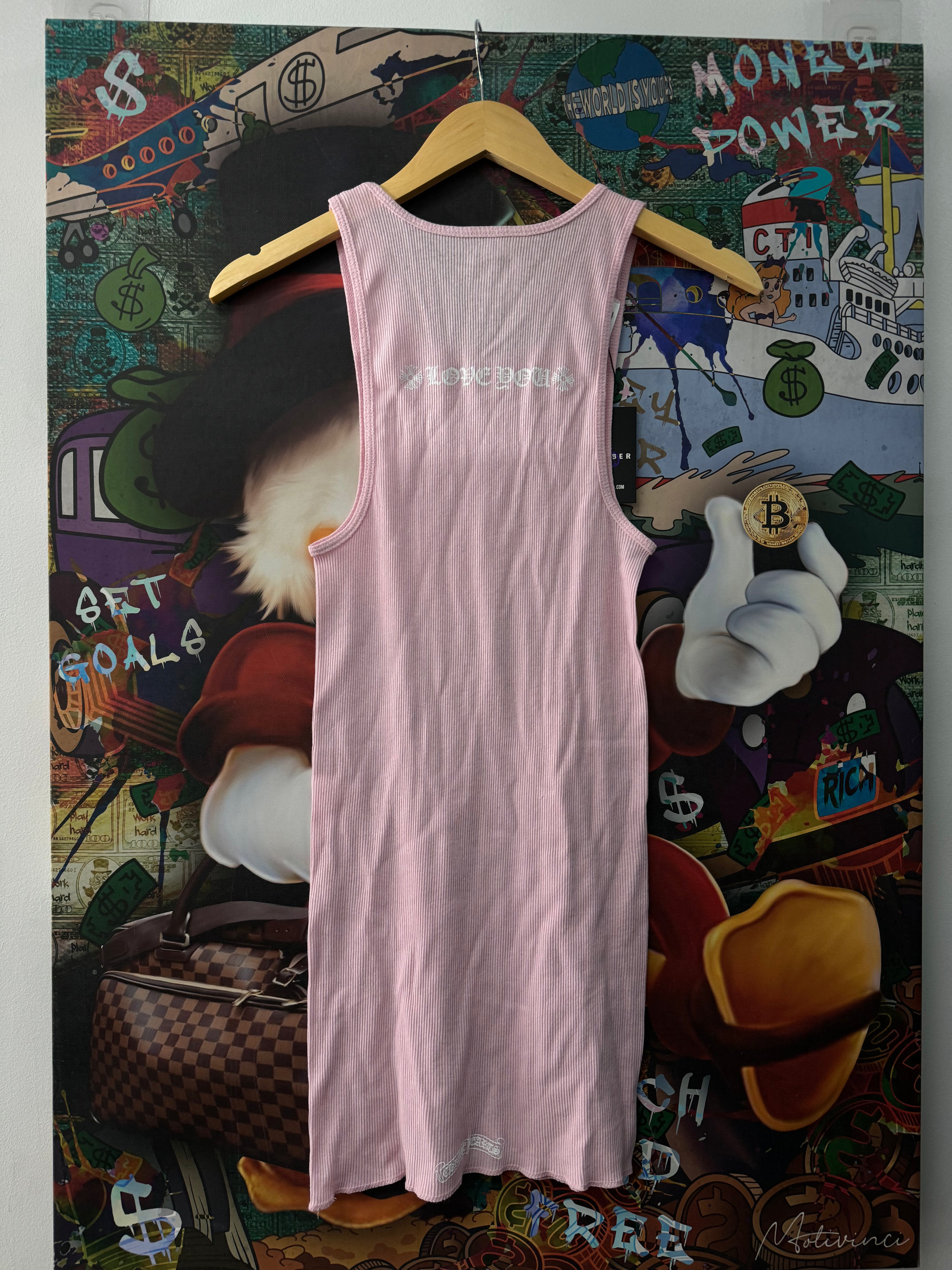 Chrome Hearts Pink White Scroll Logo Tank Top