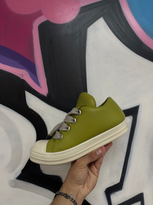 Rick Owens Green Padded Jumbo Lace Sneakers