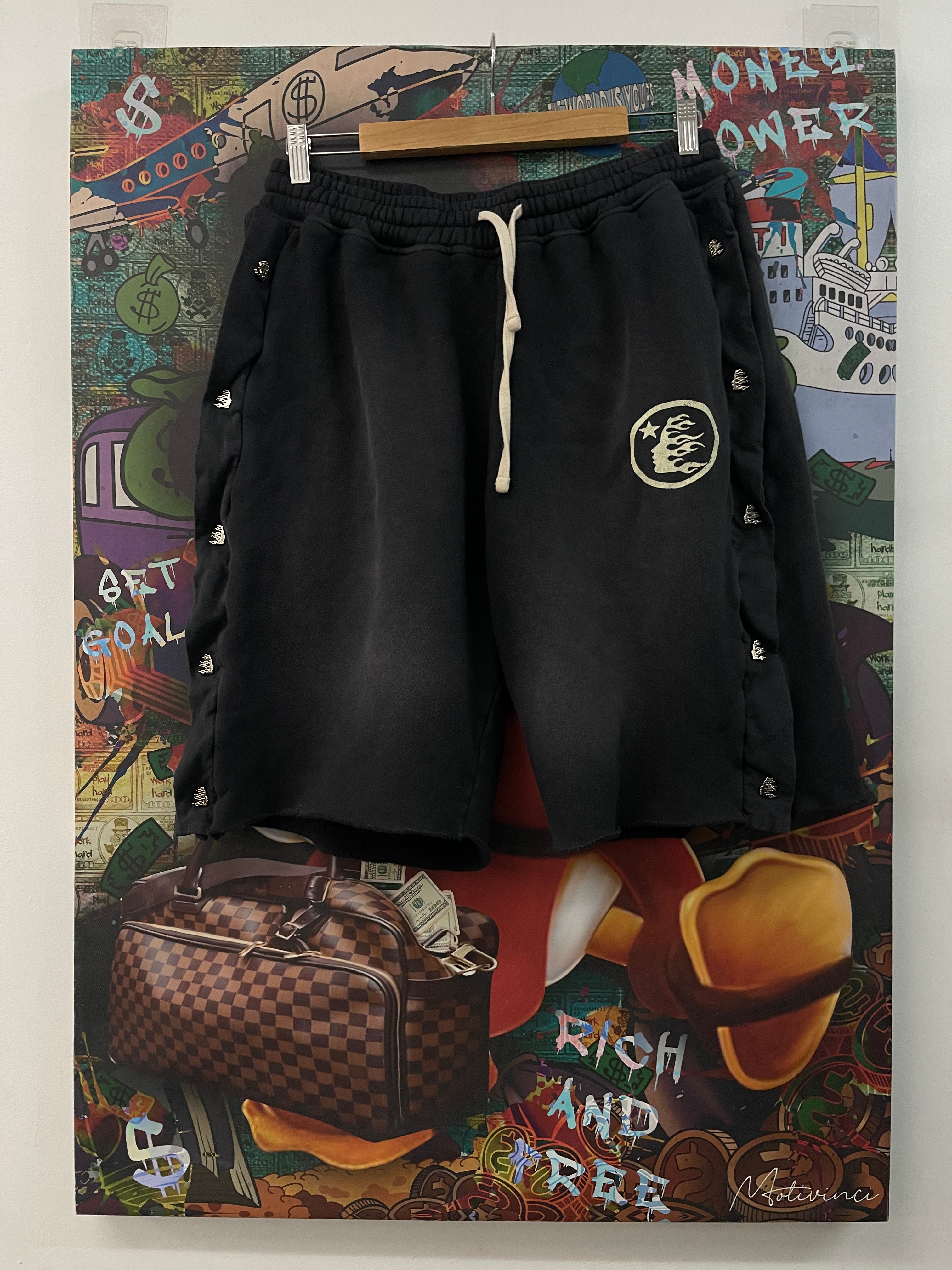 Hellstar Black Wash Snap Shorts