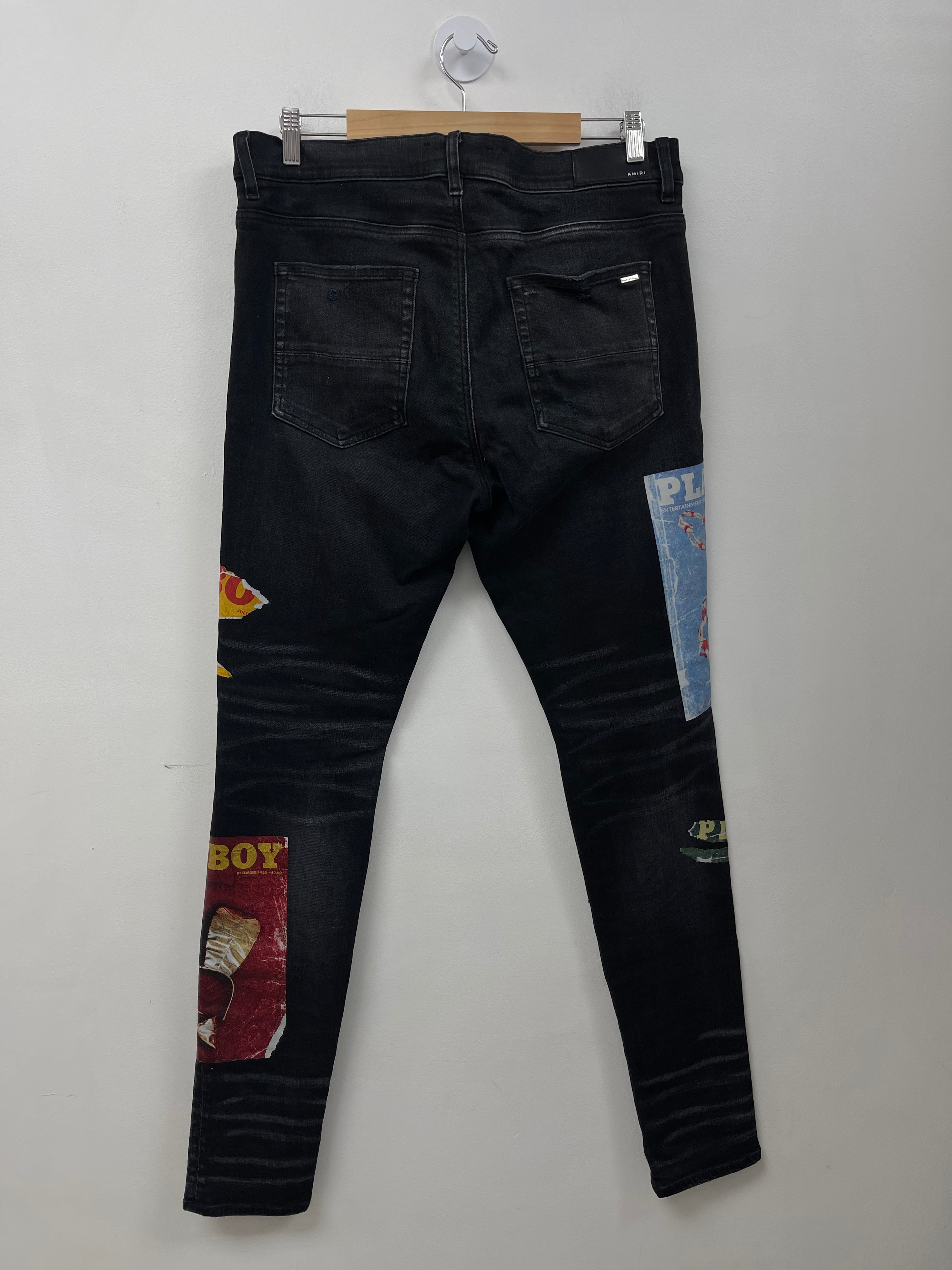 Amiri Black Wash Playboy Magazine Jeans