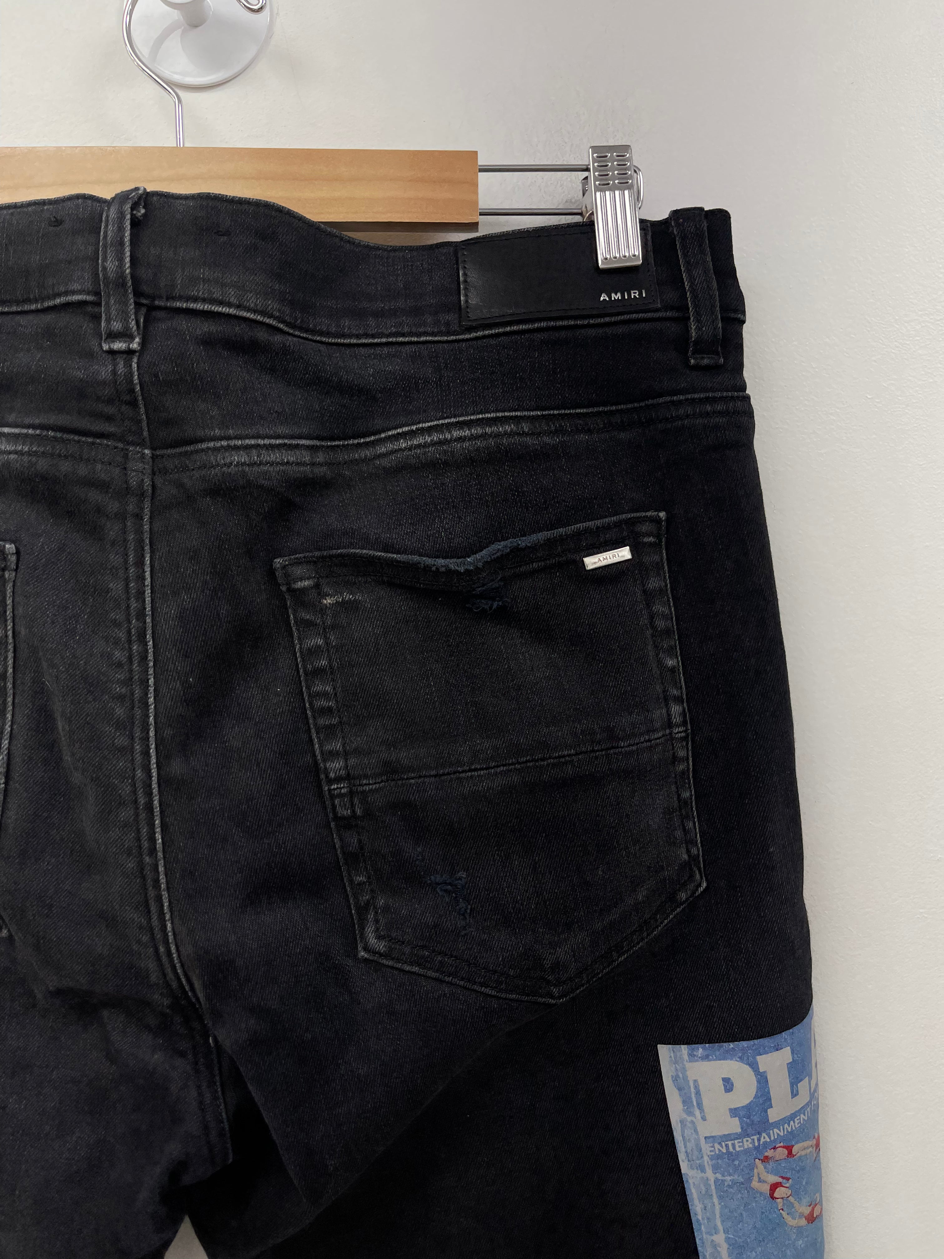 Amiri Black Wash Playboy Magazine Jeans