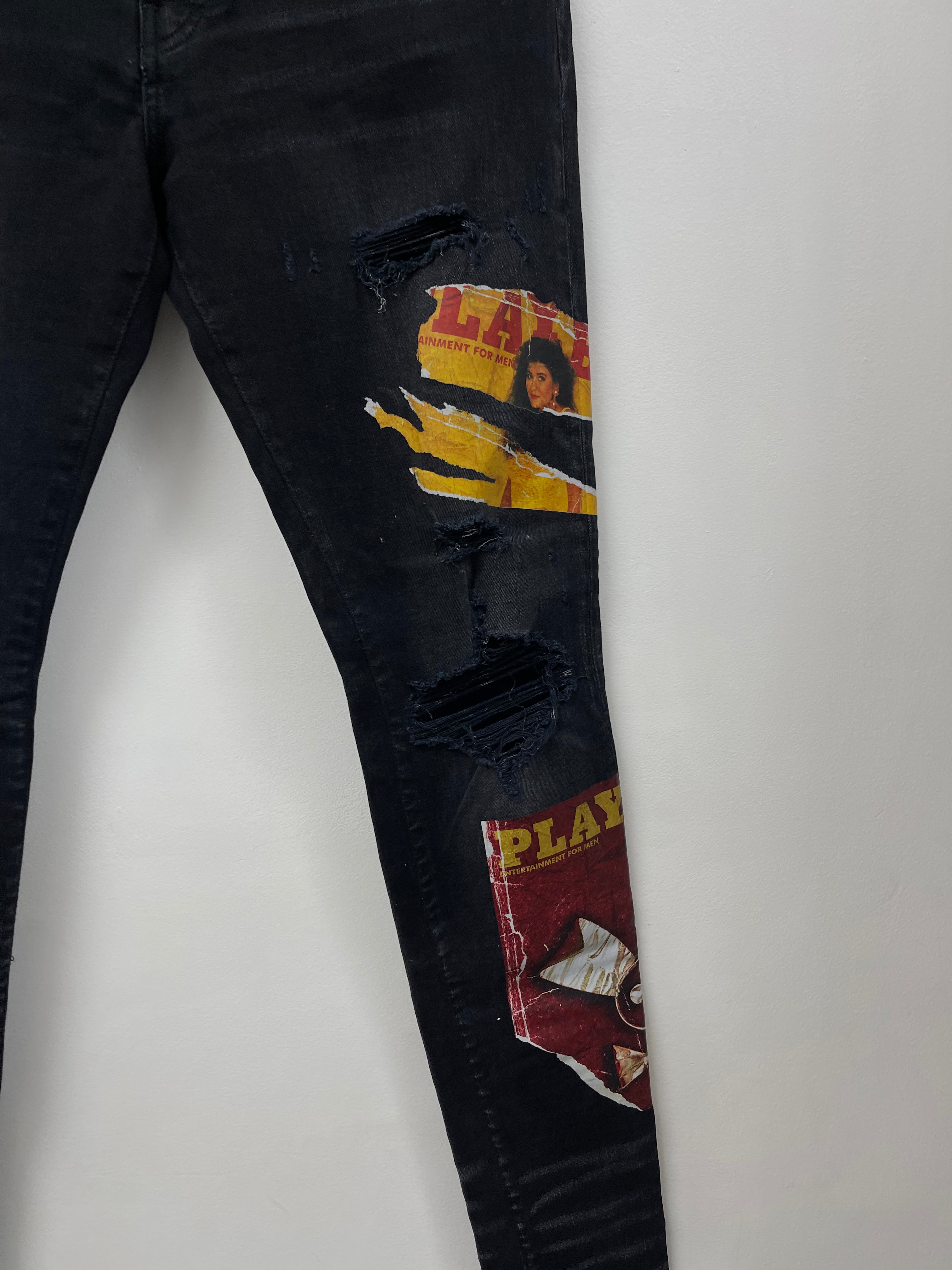 Amiri Black Wash Playboy Magazine Jeans