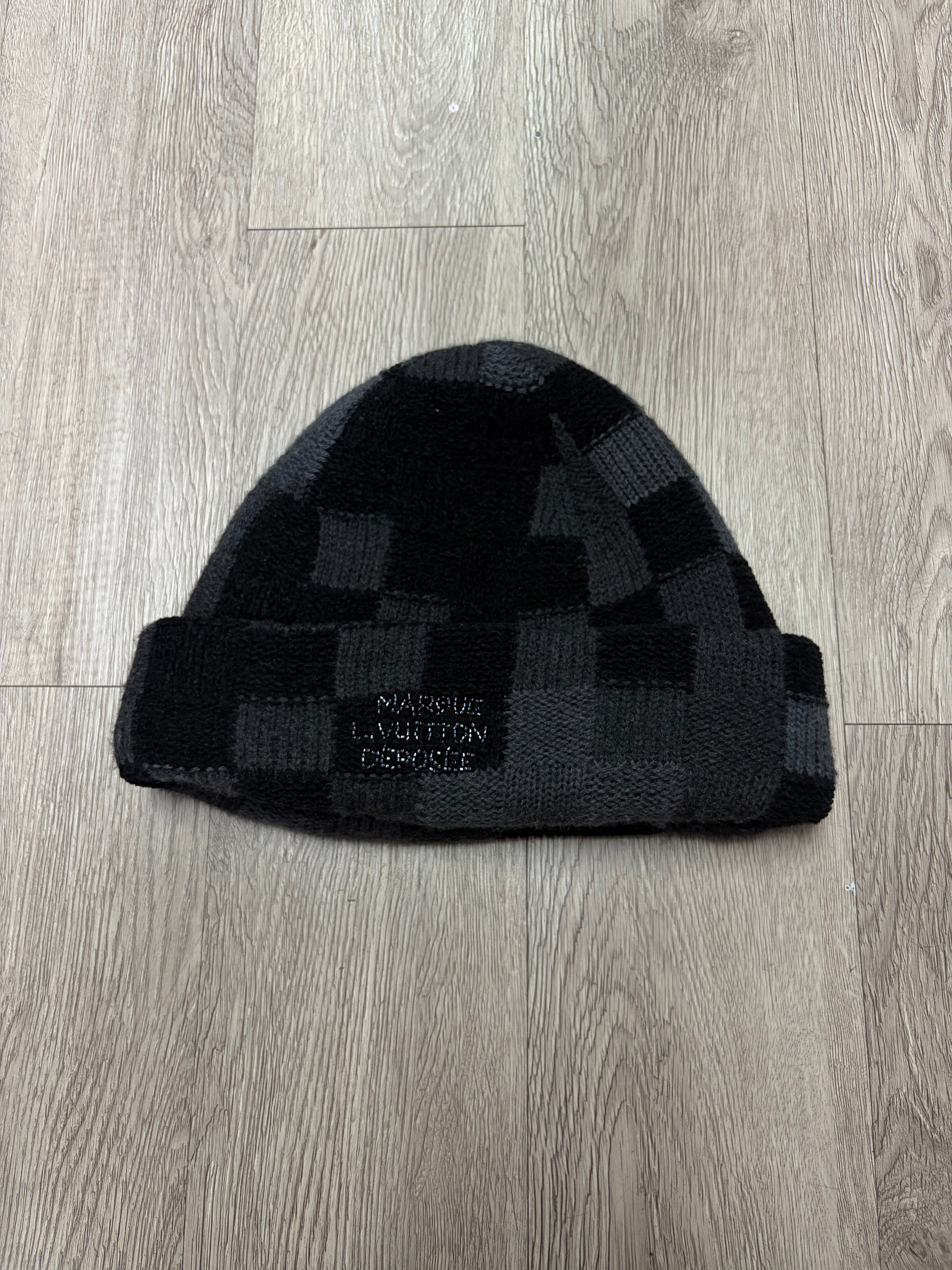 Louis Vuitton Black Damier Crystal Marque Beanie