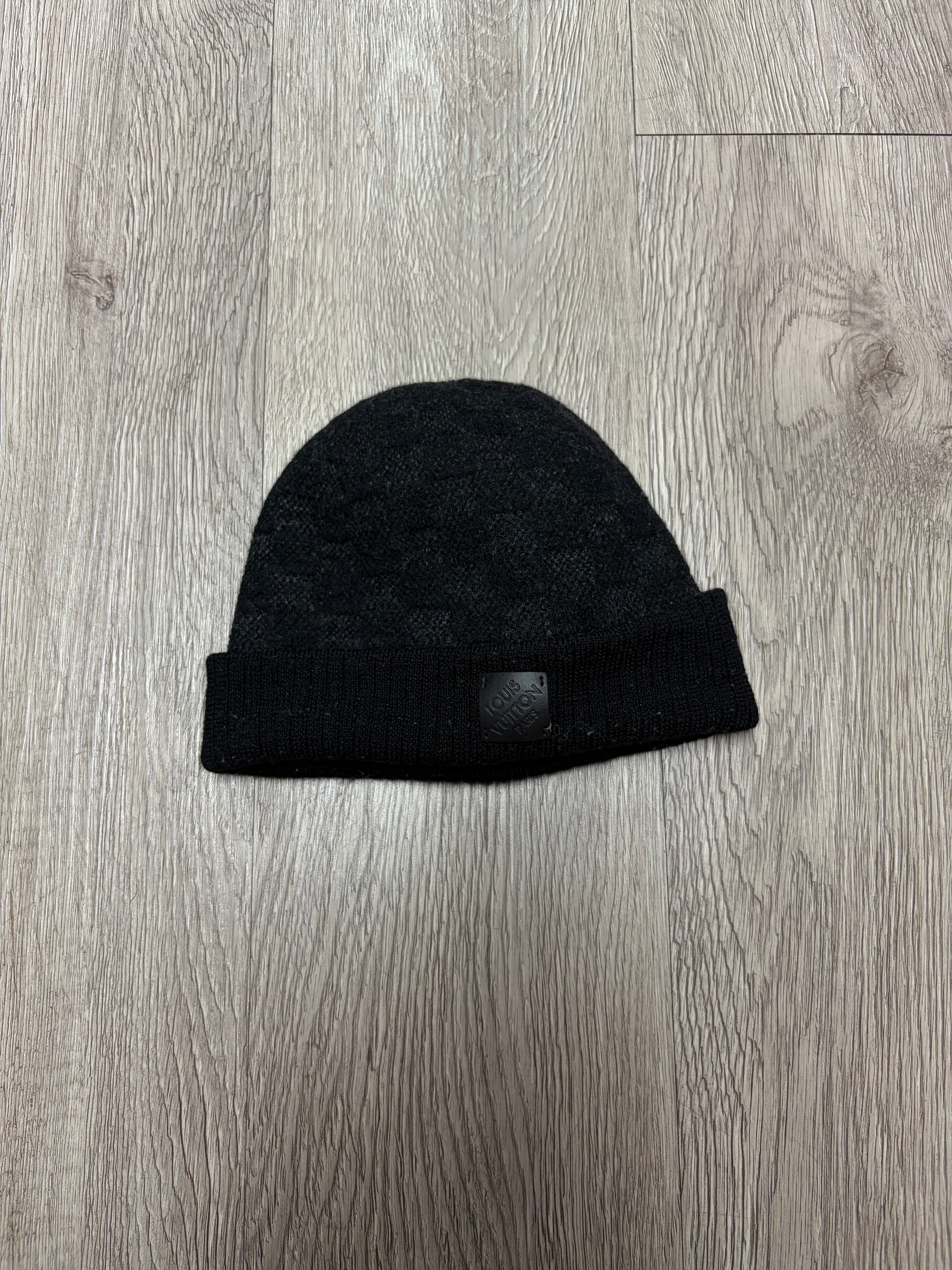 Louis Vuitton Black Damier Patch Beanie