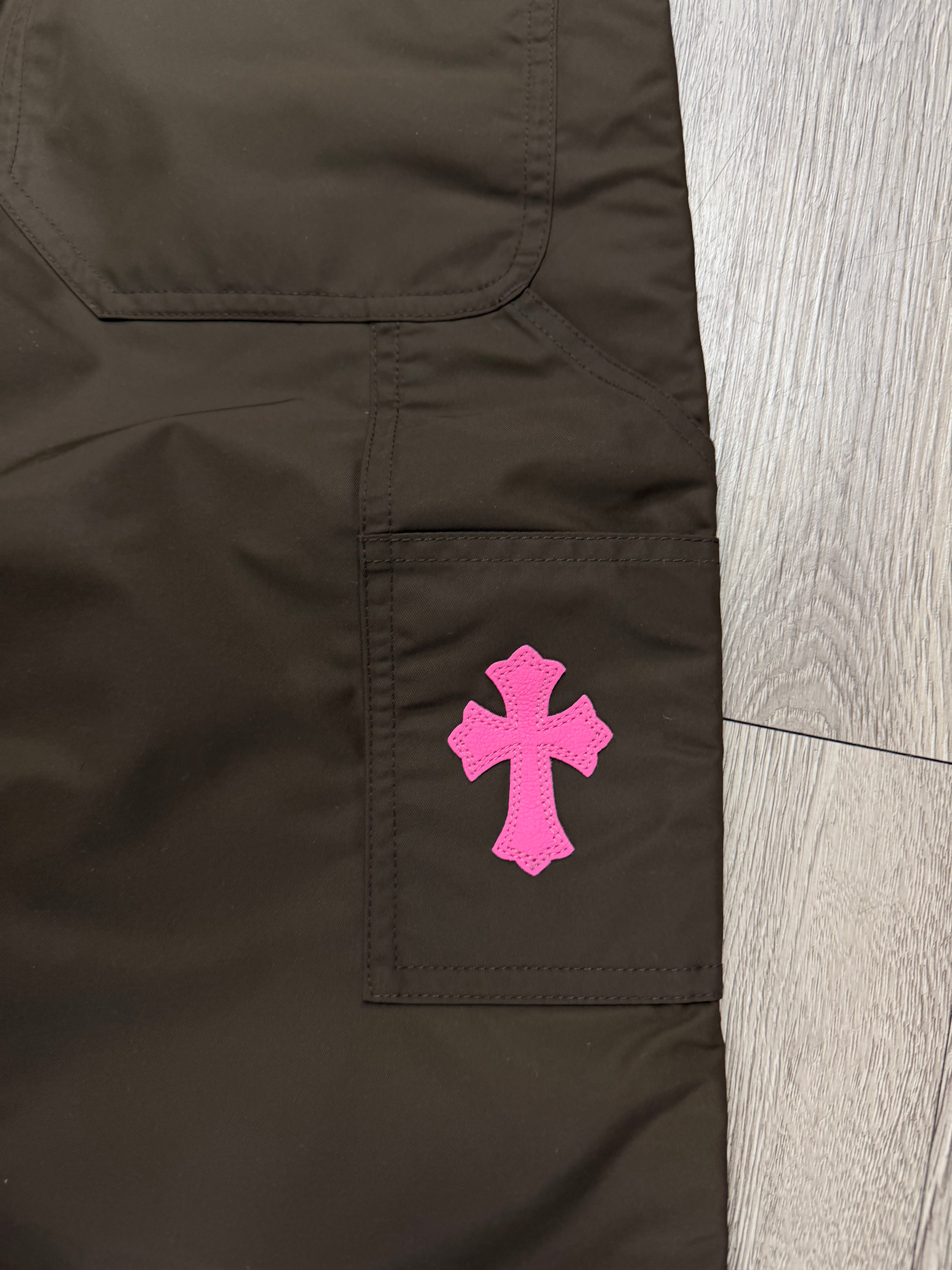Chrome Hearts 'Leather Double Knee' Nylon Brown Pants