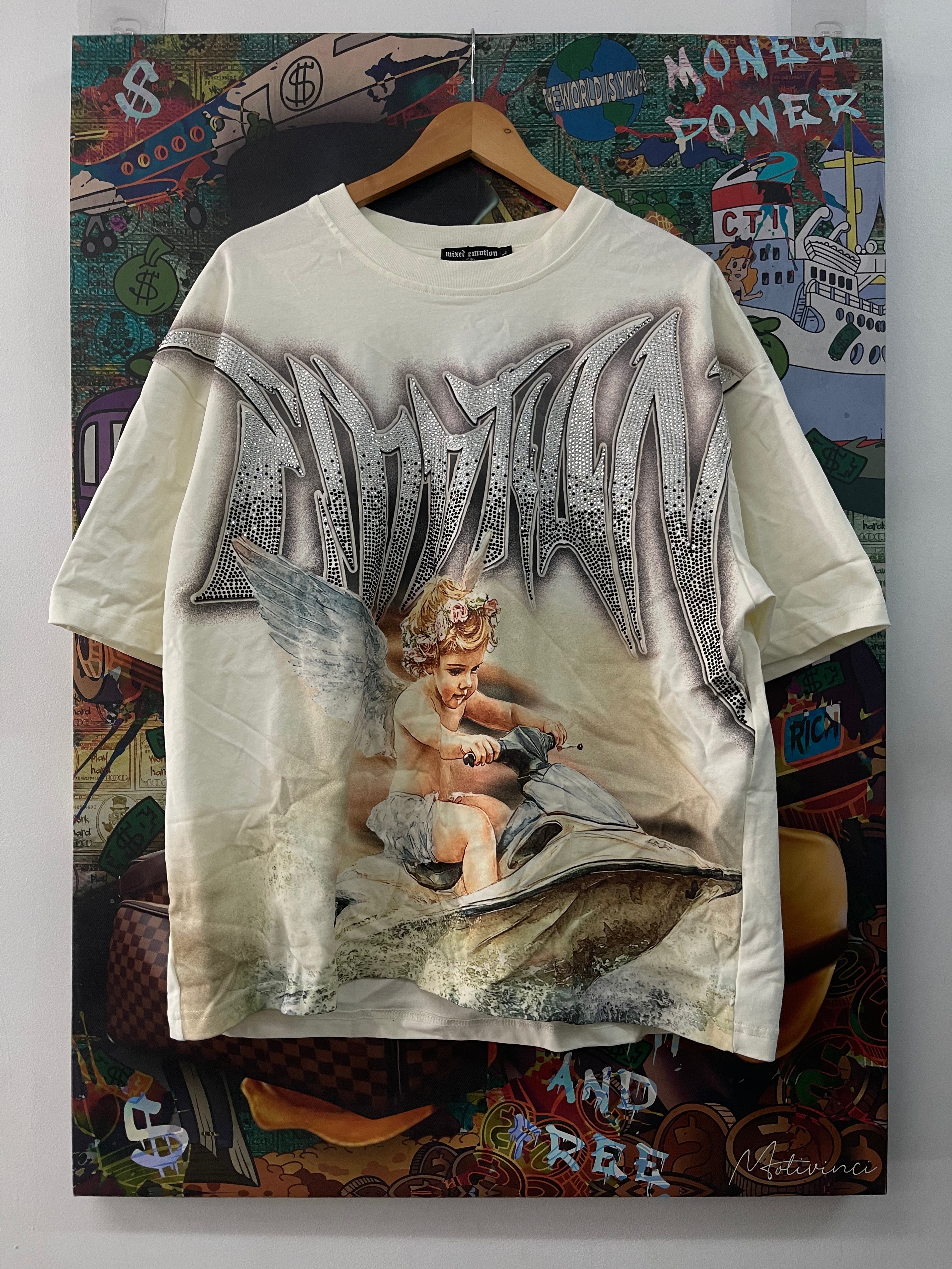 Mixed Emotion White Jetski Rhinestone Tee