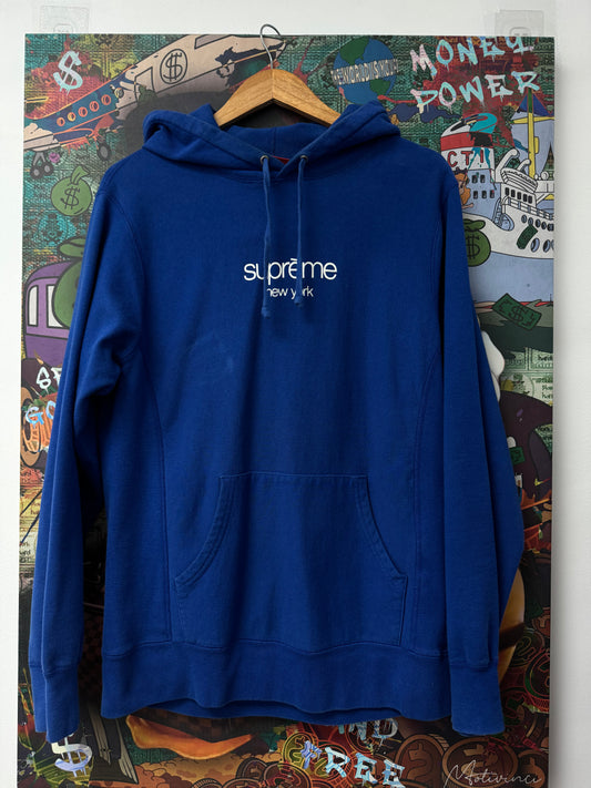 Supreme Classic Logo Hoodie Blue Used