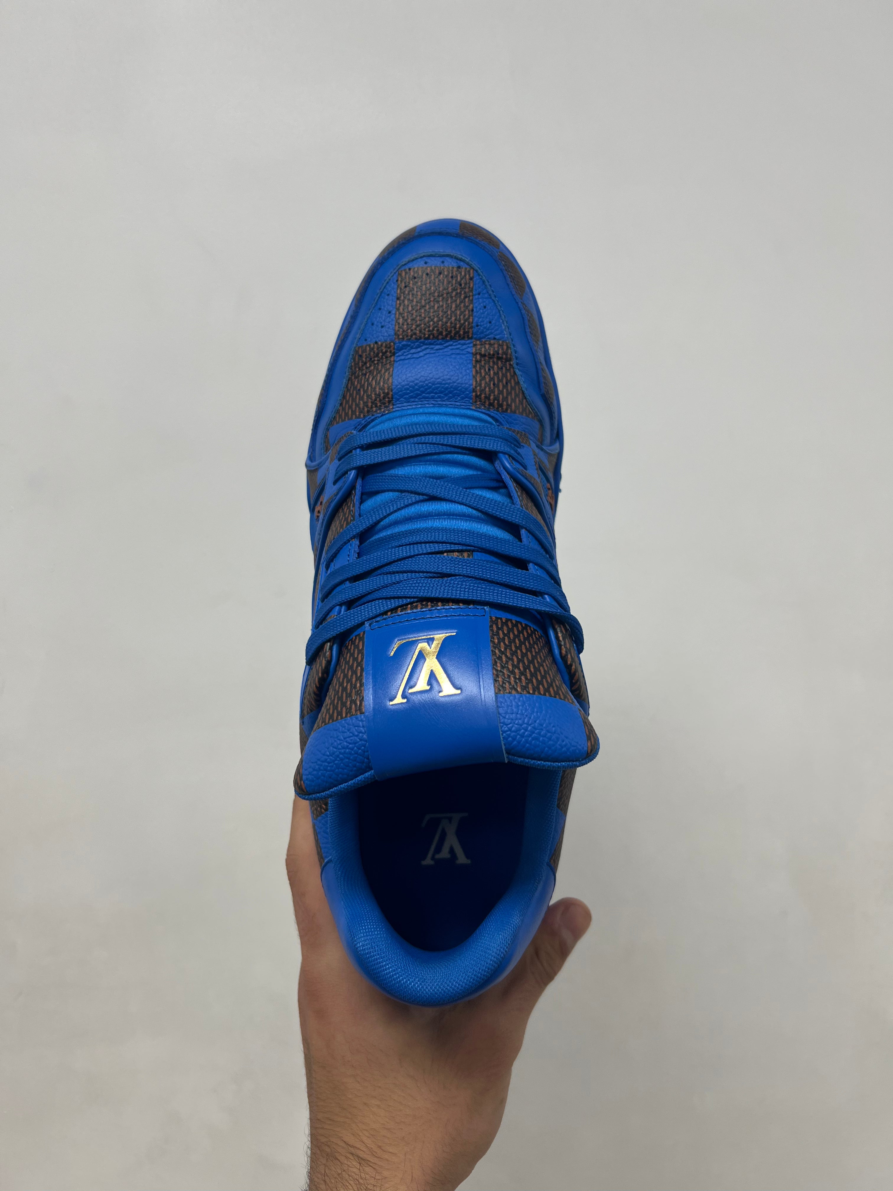Louis Vuitton Blue Brown Damier Trainer Sneakers