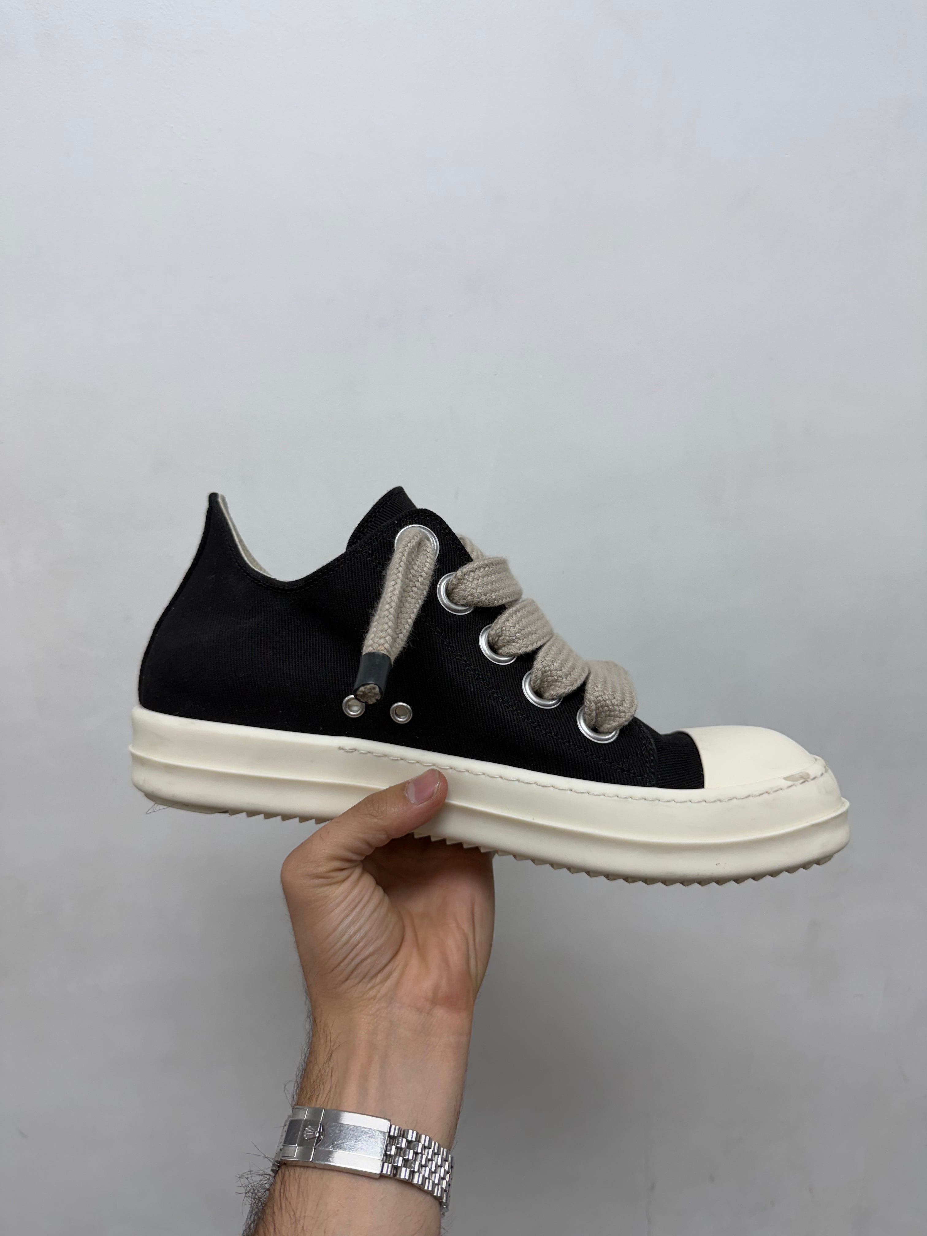 Rick Owens Black Jumbo Lace Ramone Low Sneakers