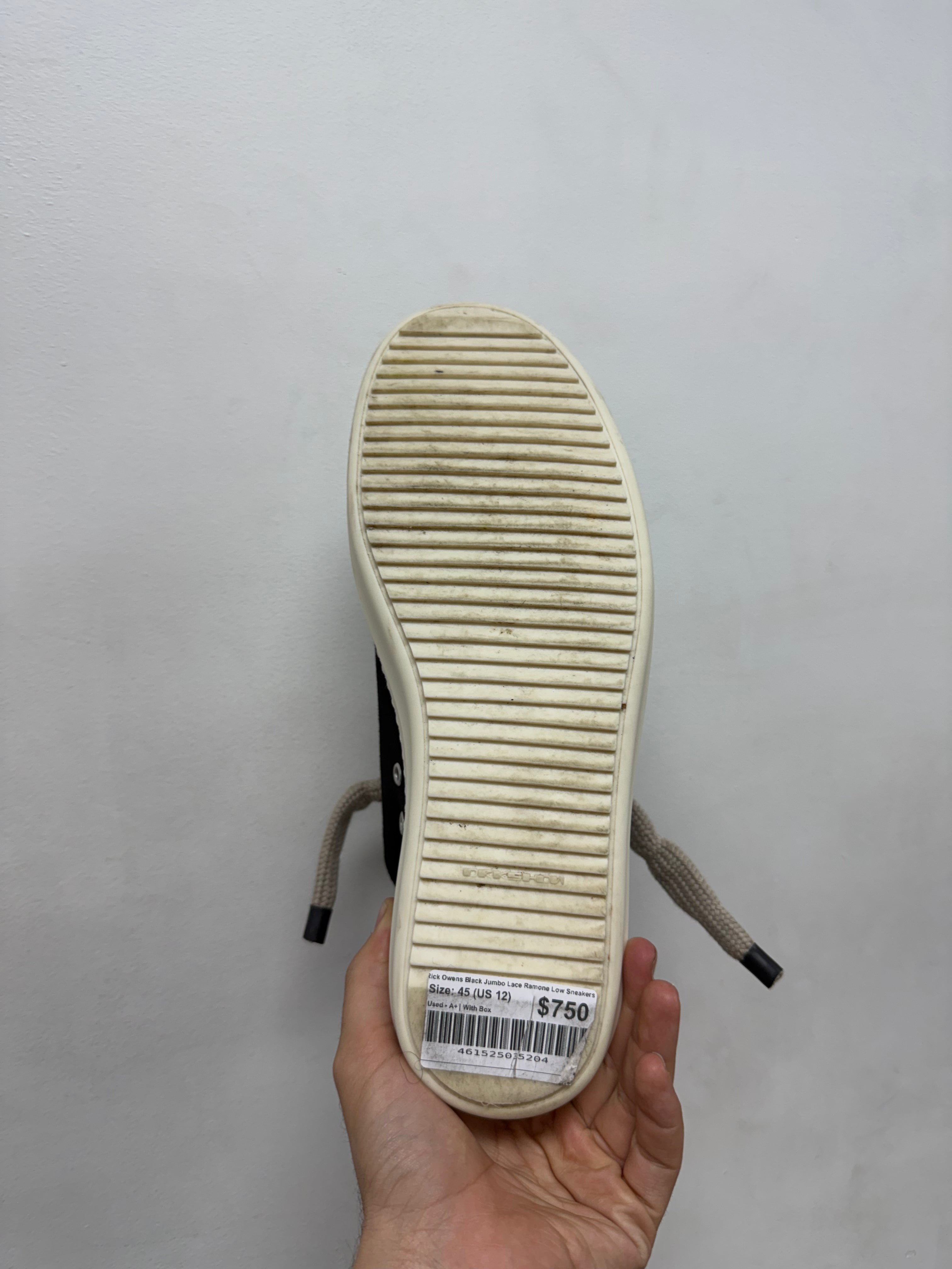Rick Owens Black Jumbo Lace Ramone Low Sneakers