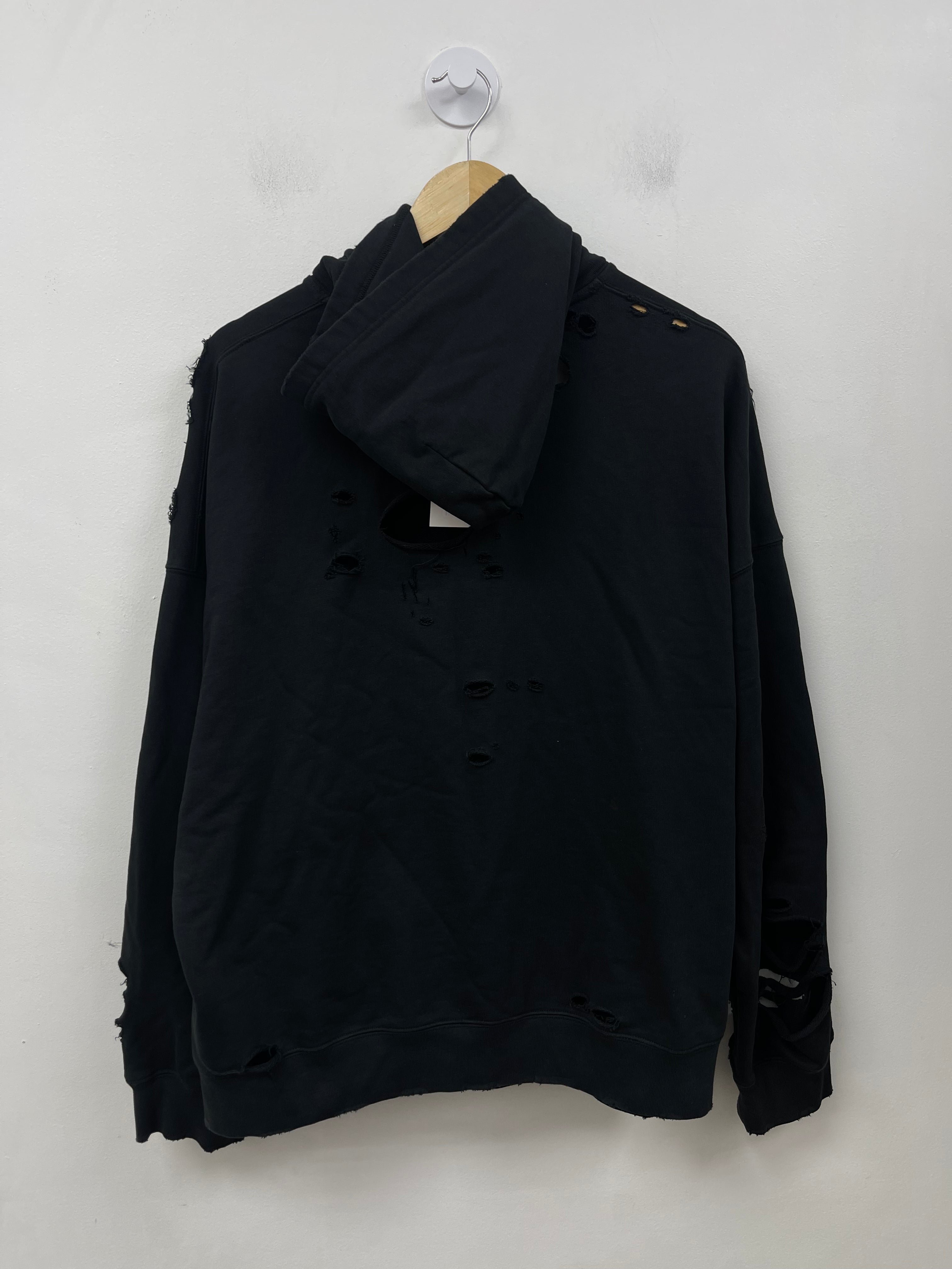 Balenciaga Black Distressed Inverse Logo Hoodie