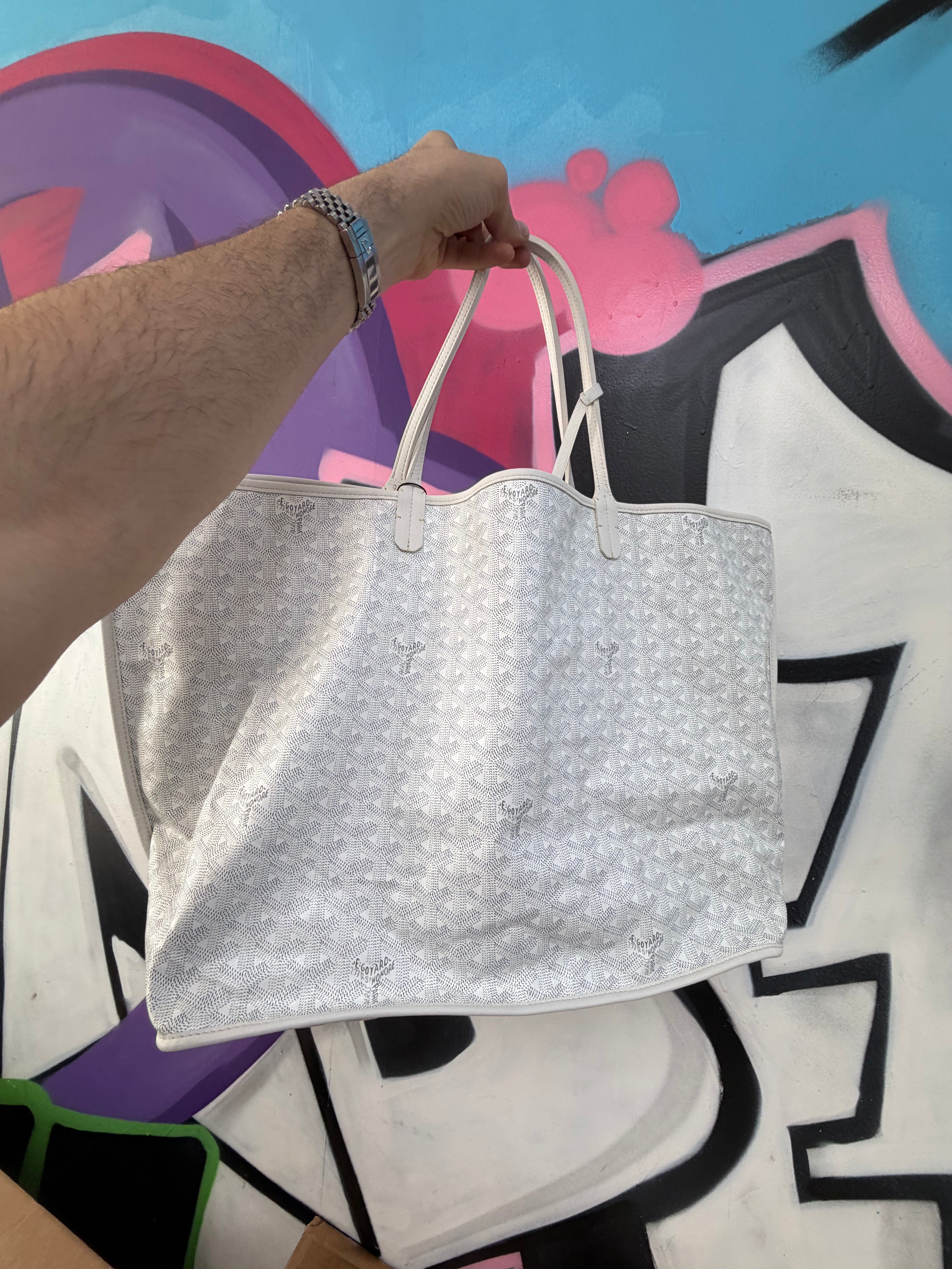 Goyard White Saint Louis Tote Bag