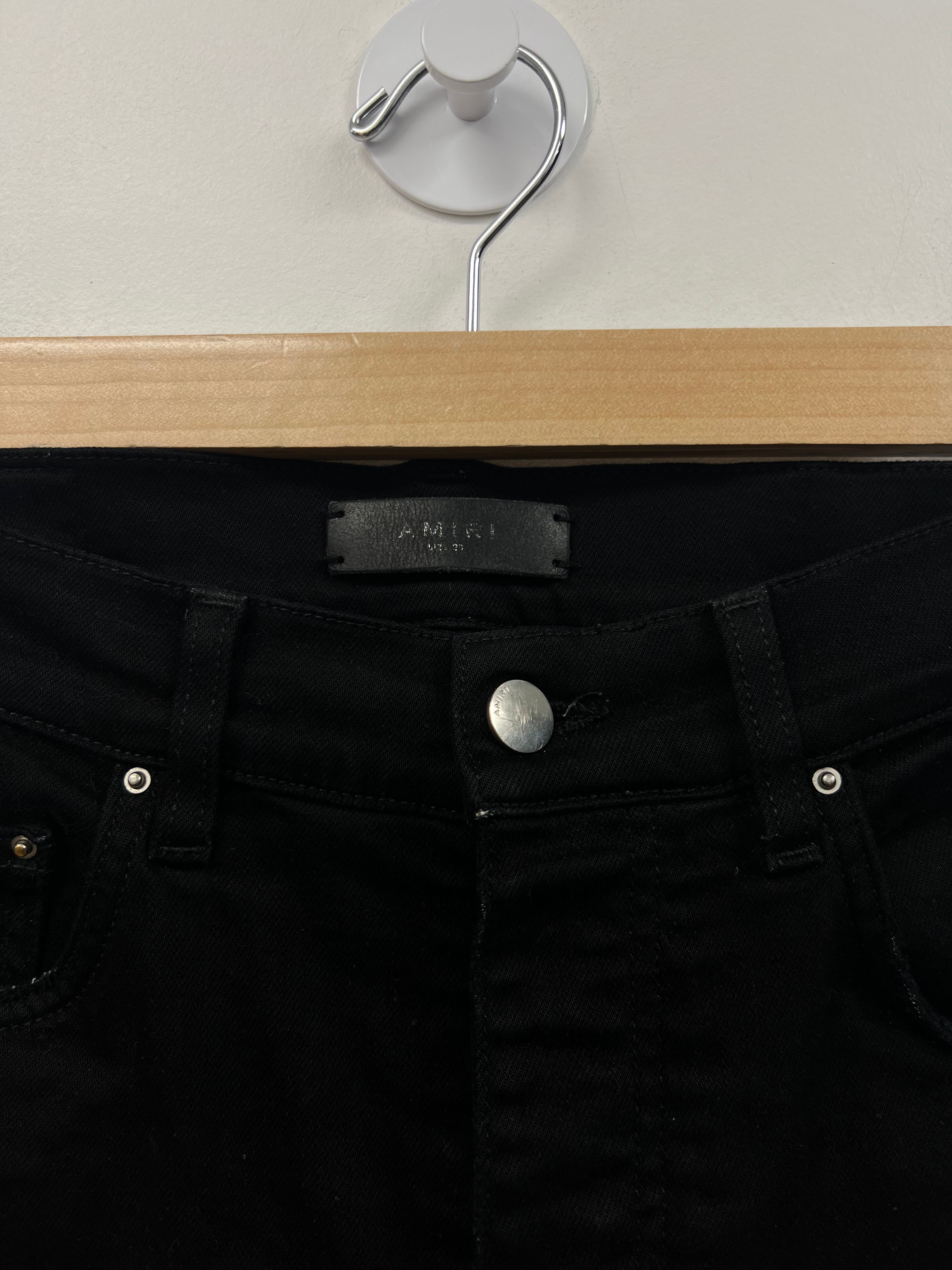 Amiri Black Paisley Thrasher Patch Jeans
