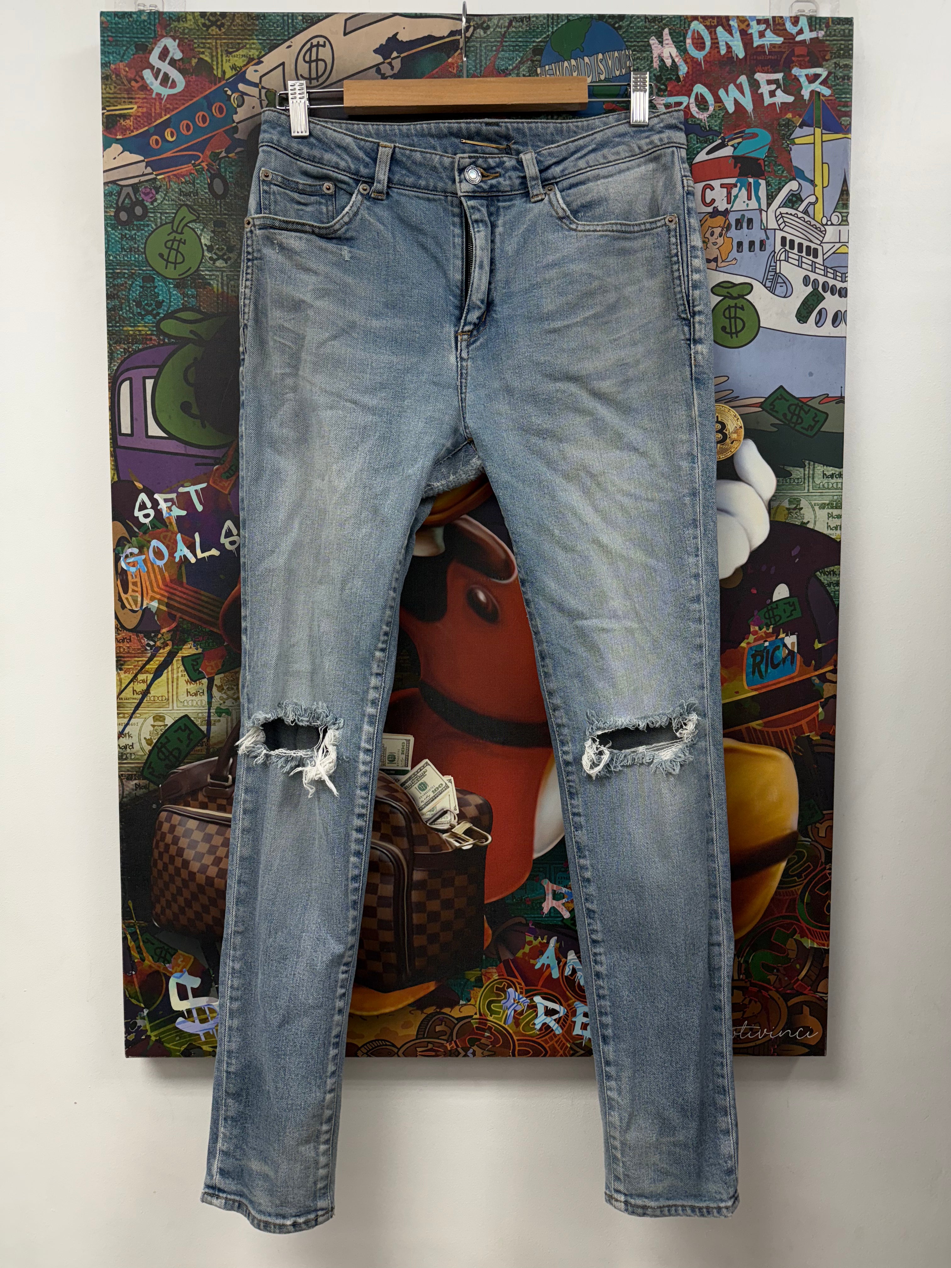 YSL Light Wash Knee Ripped (Repaired) Jeans