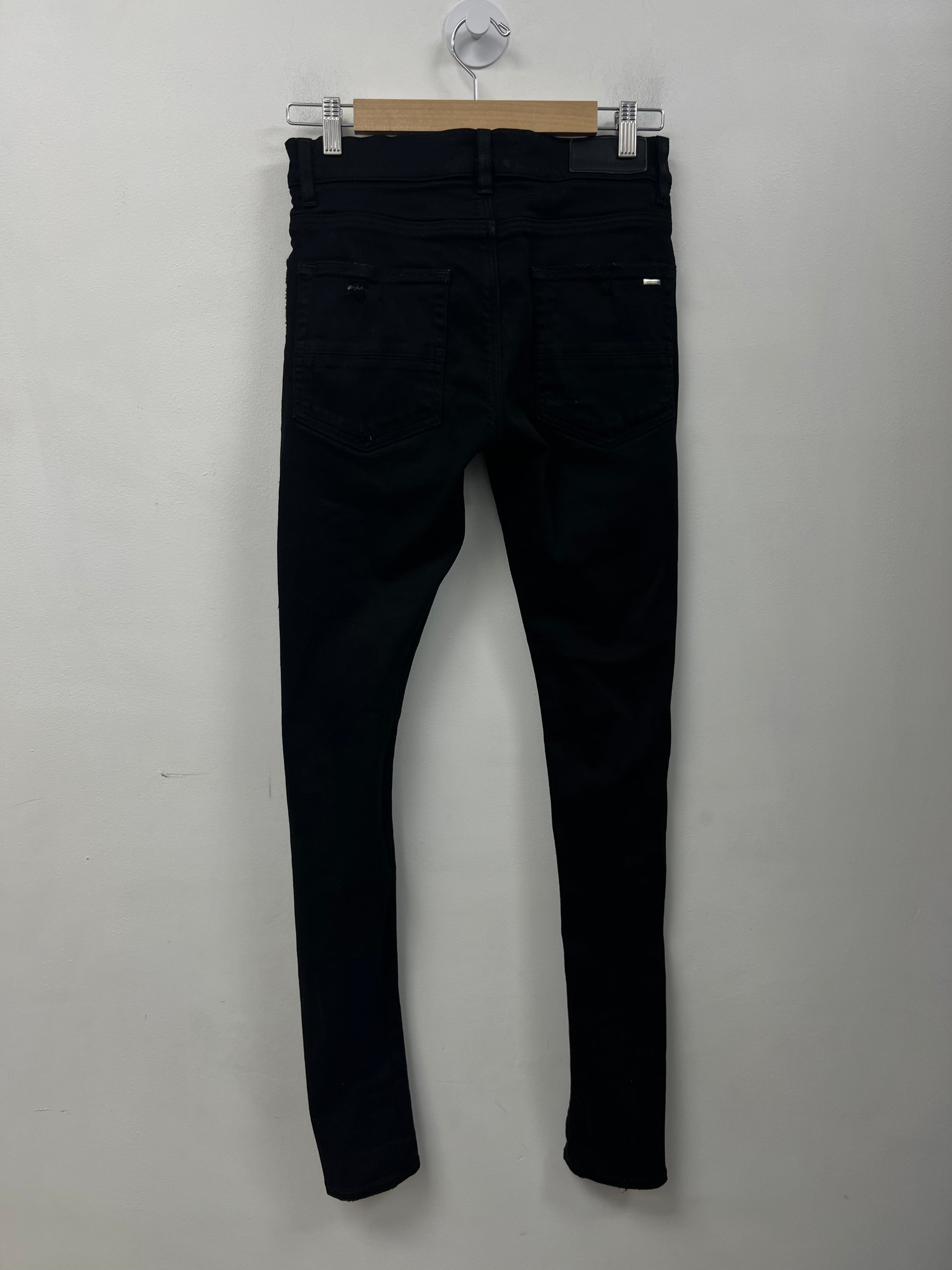 Amiri Black Paisley Thrasher Patch Jeans