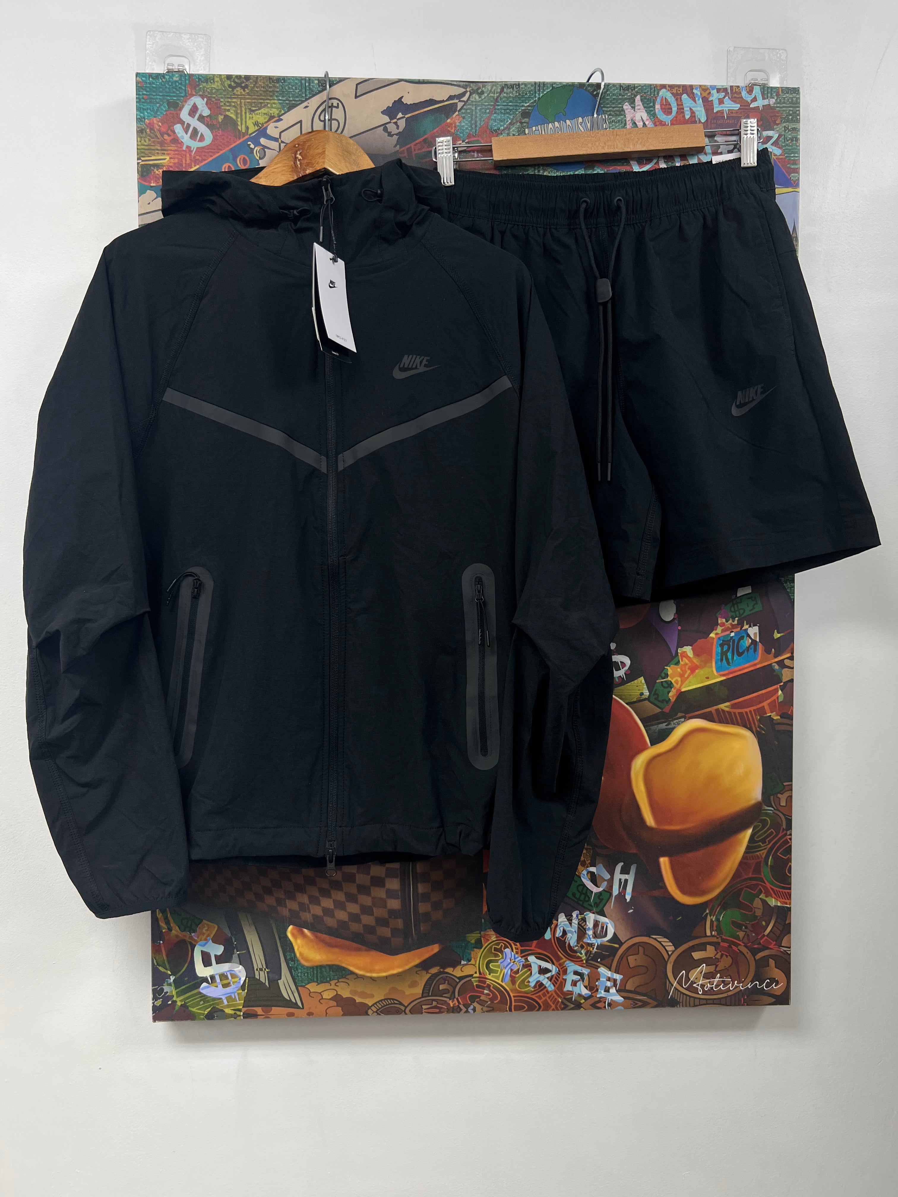 Nike Black Tonal Tech Shorts Track Suit