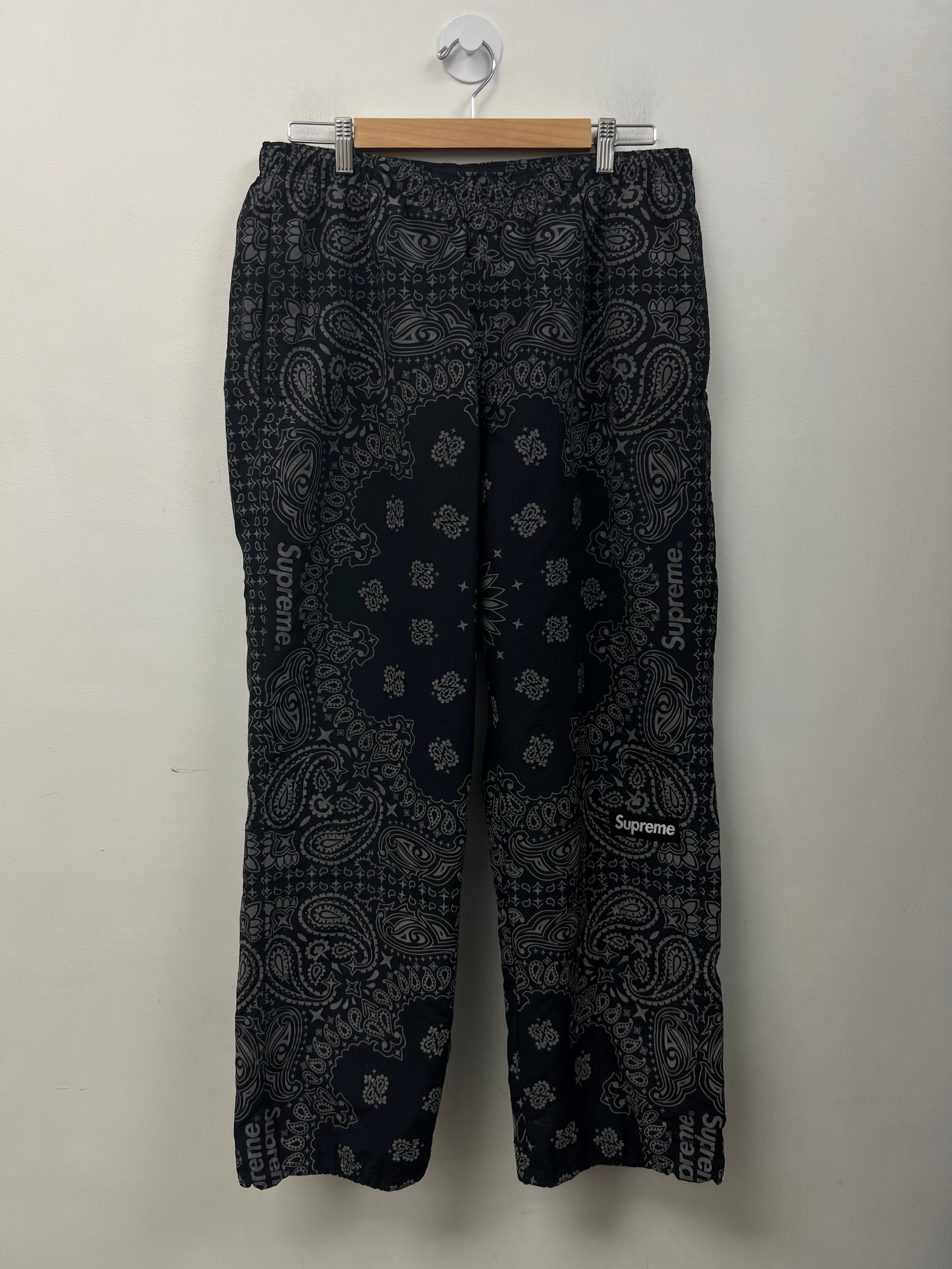 Supreme Black Paisley Track Pants