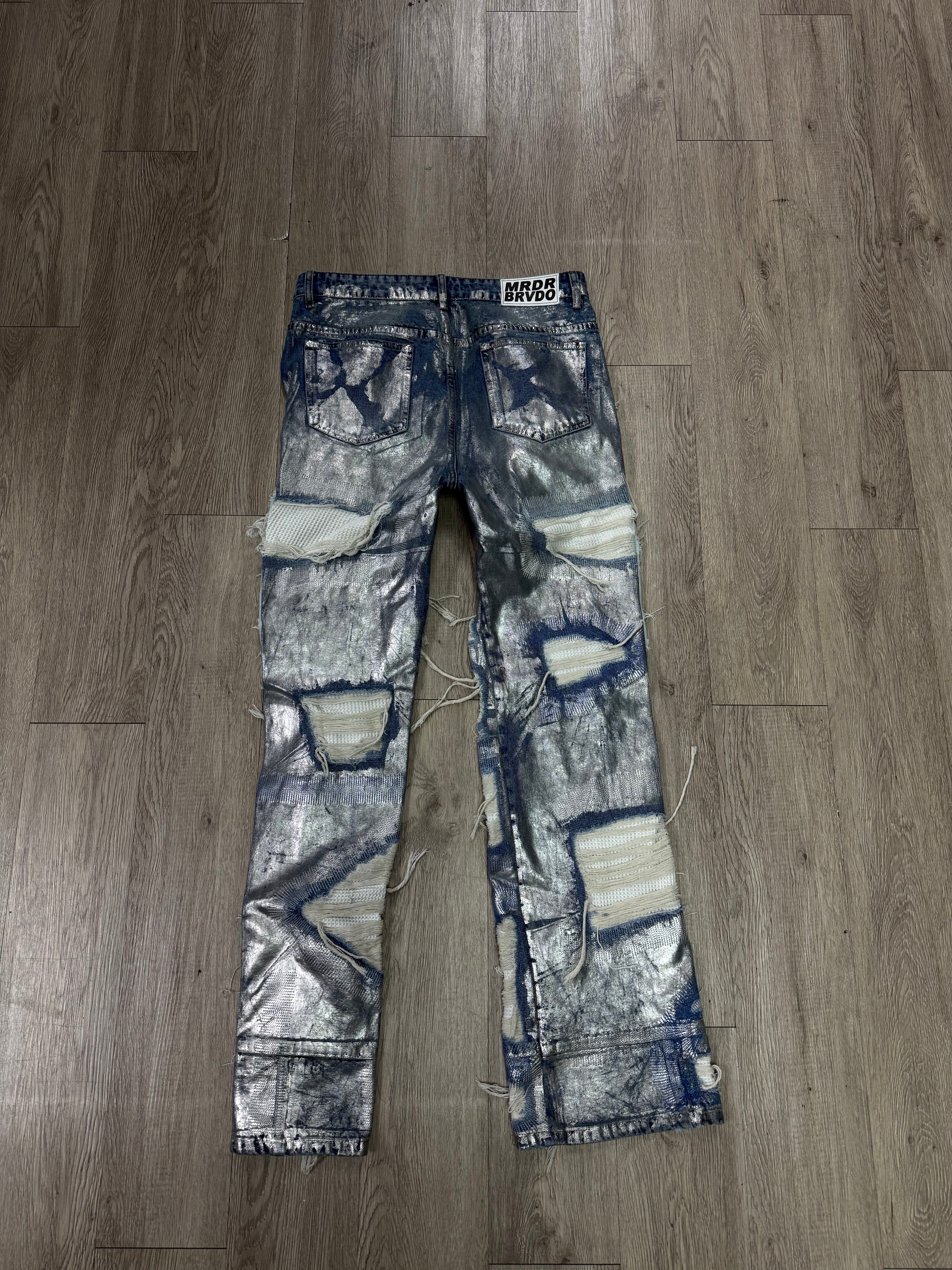 Who Decides War Light Wash Metal Ice Stained Glass Jeans