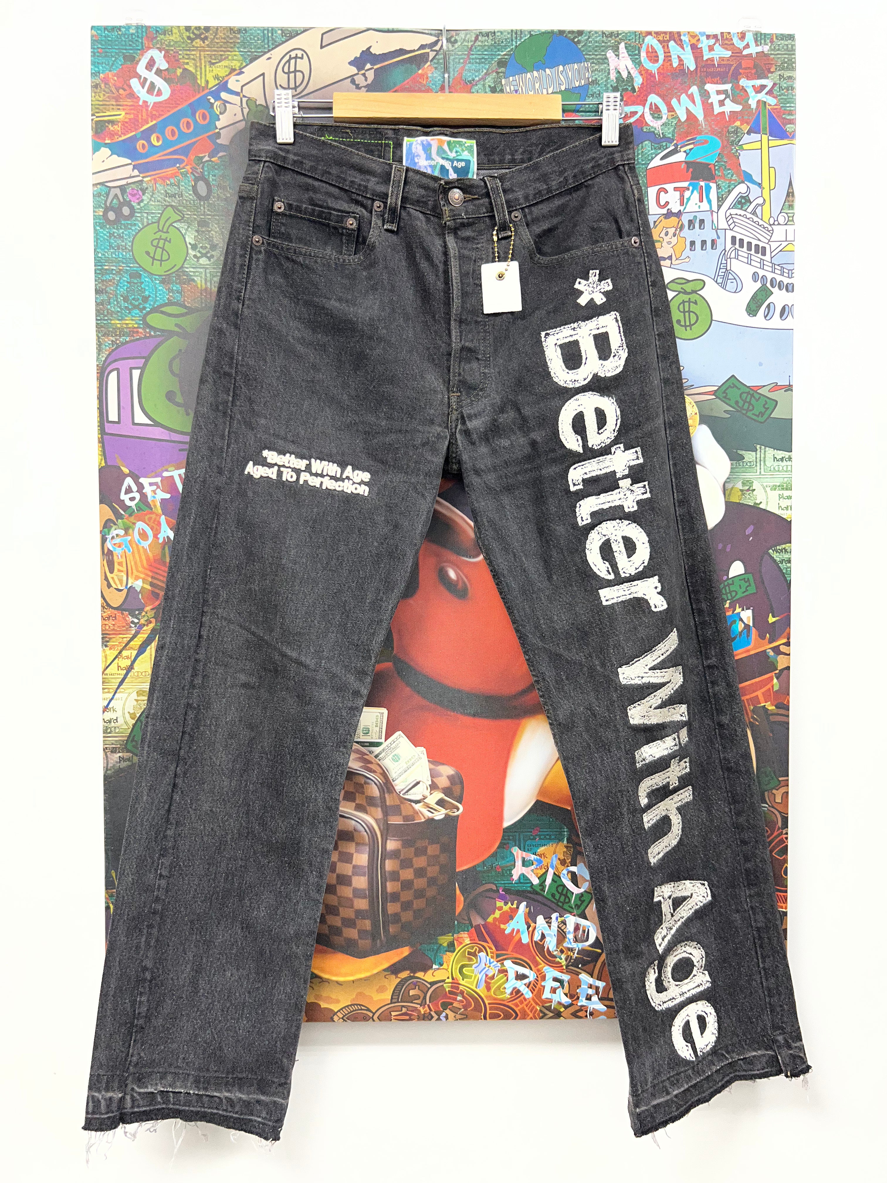Better With Age Black Wash Spellout Jeans