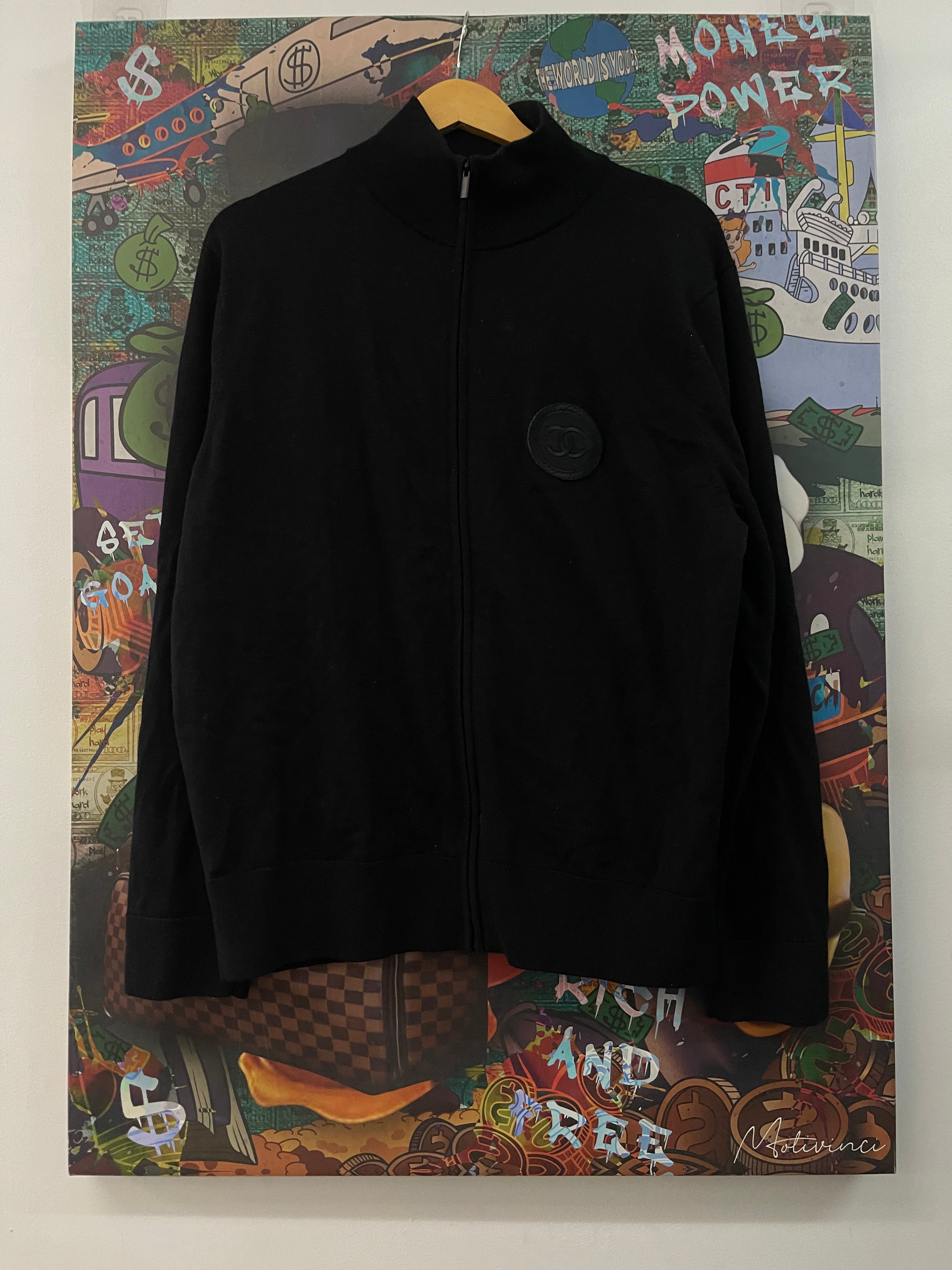 Chanel Black Uniform Zip Up Lightweight Cardigan Sweater