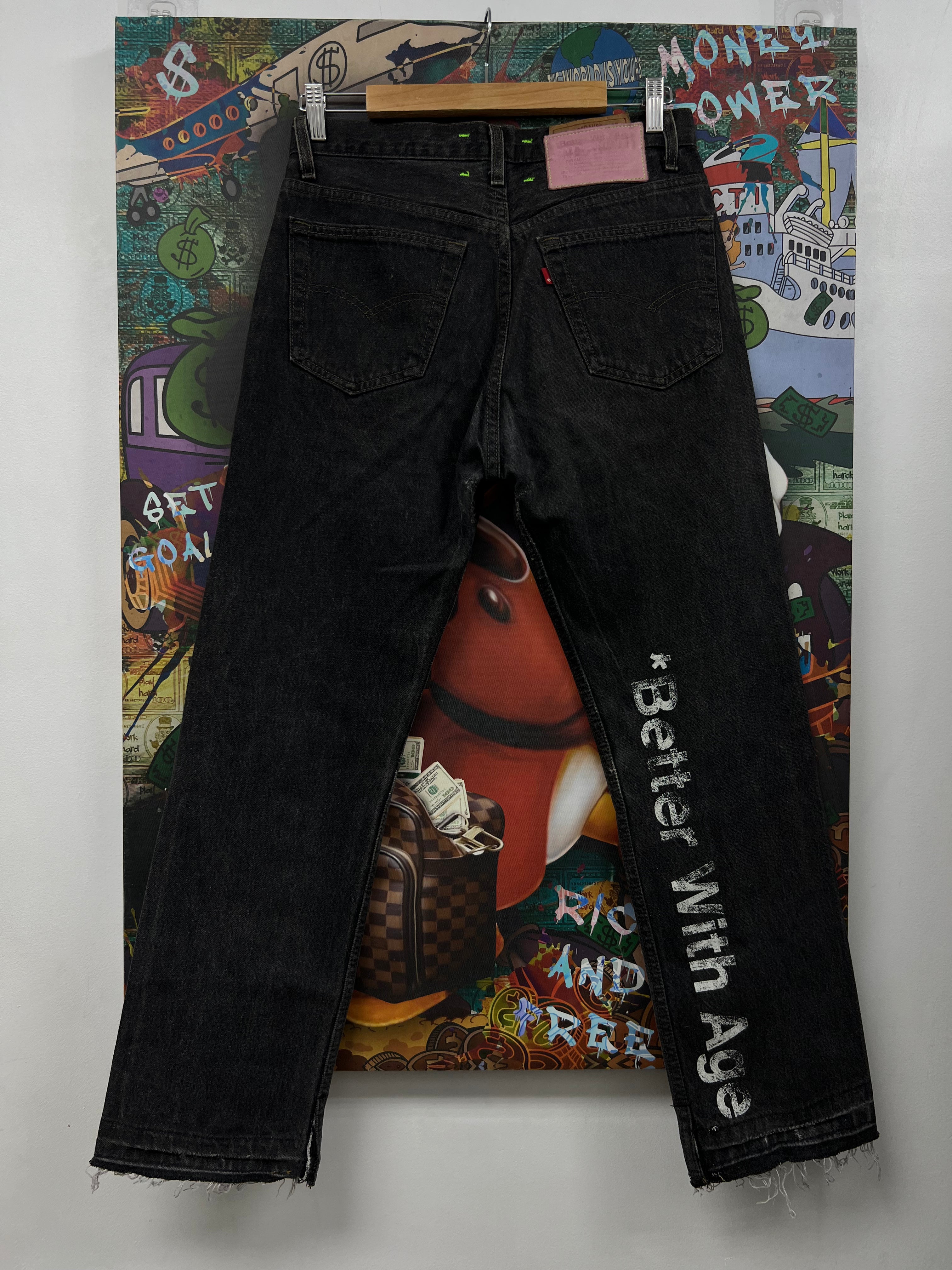 Better With Age Black Wash Spellout Jeans