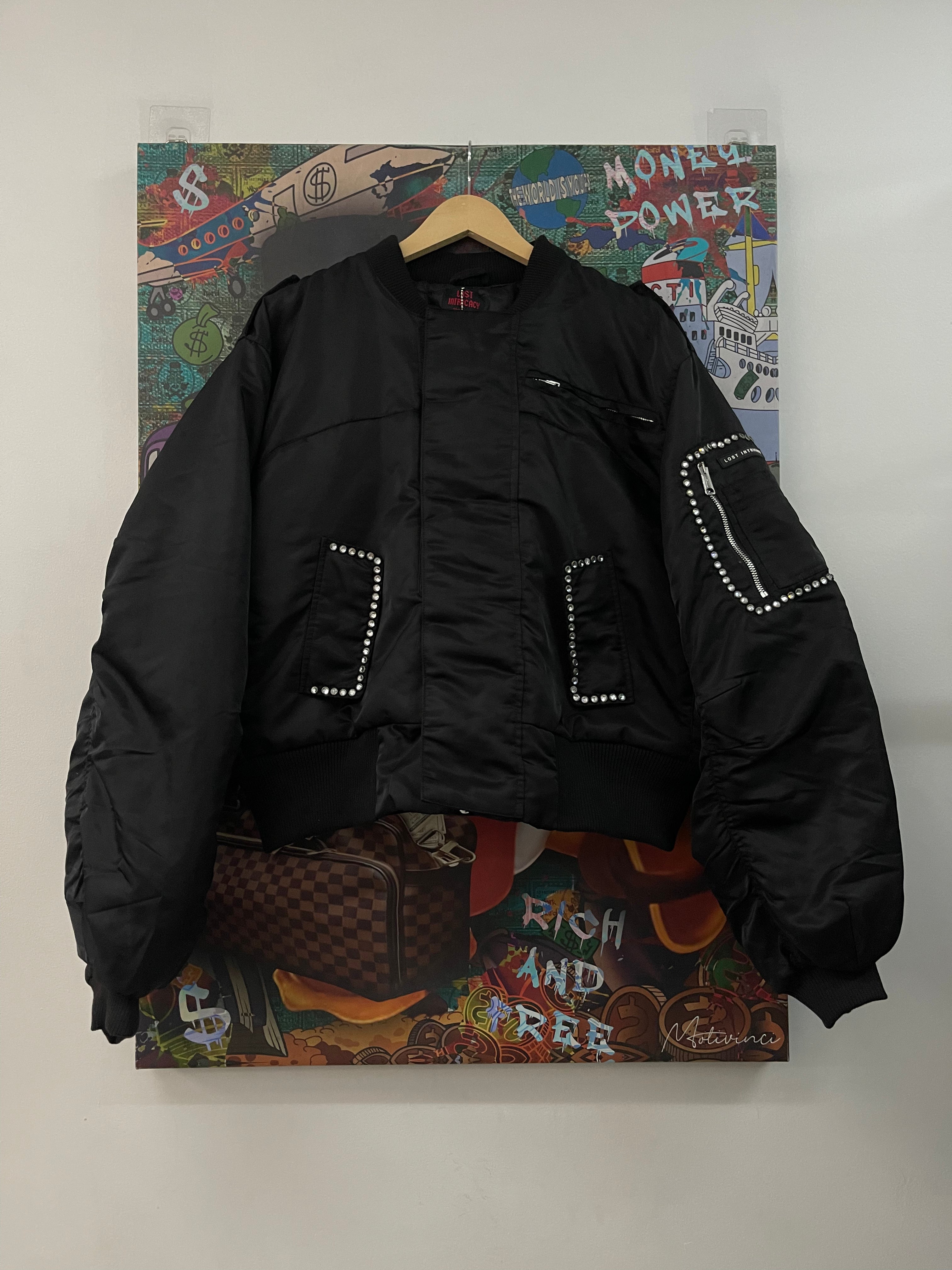 Lost Intricacy Black (Clear Stones) Bomber Jacket