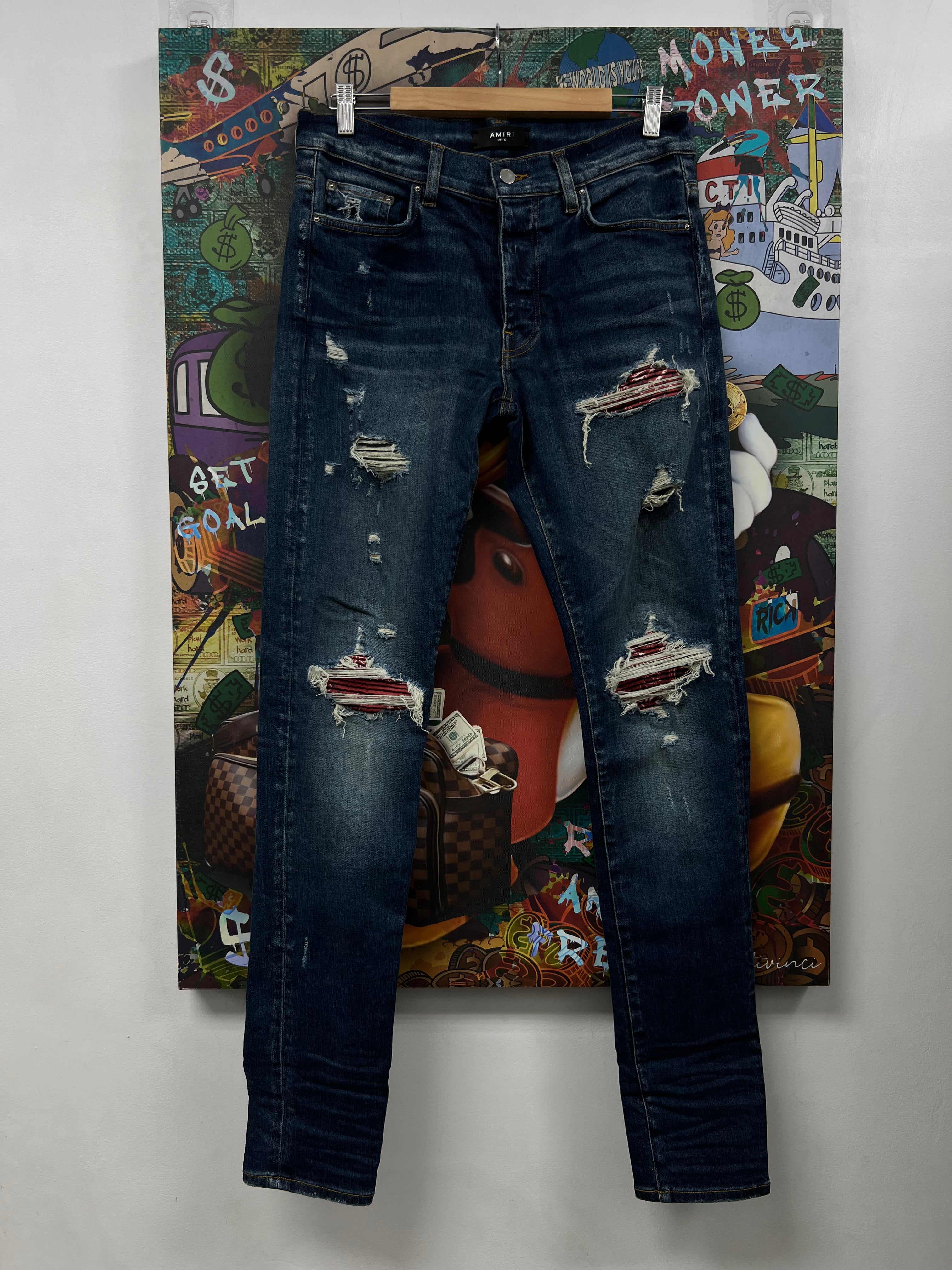 Amiri MX1 Deep Classic Red Paisley Jeans