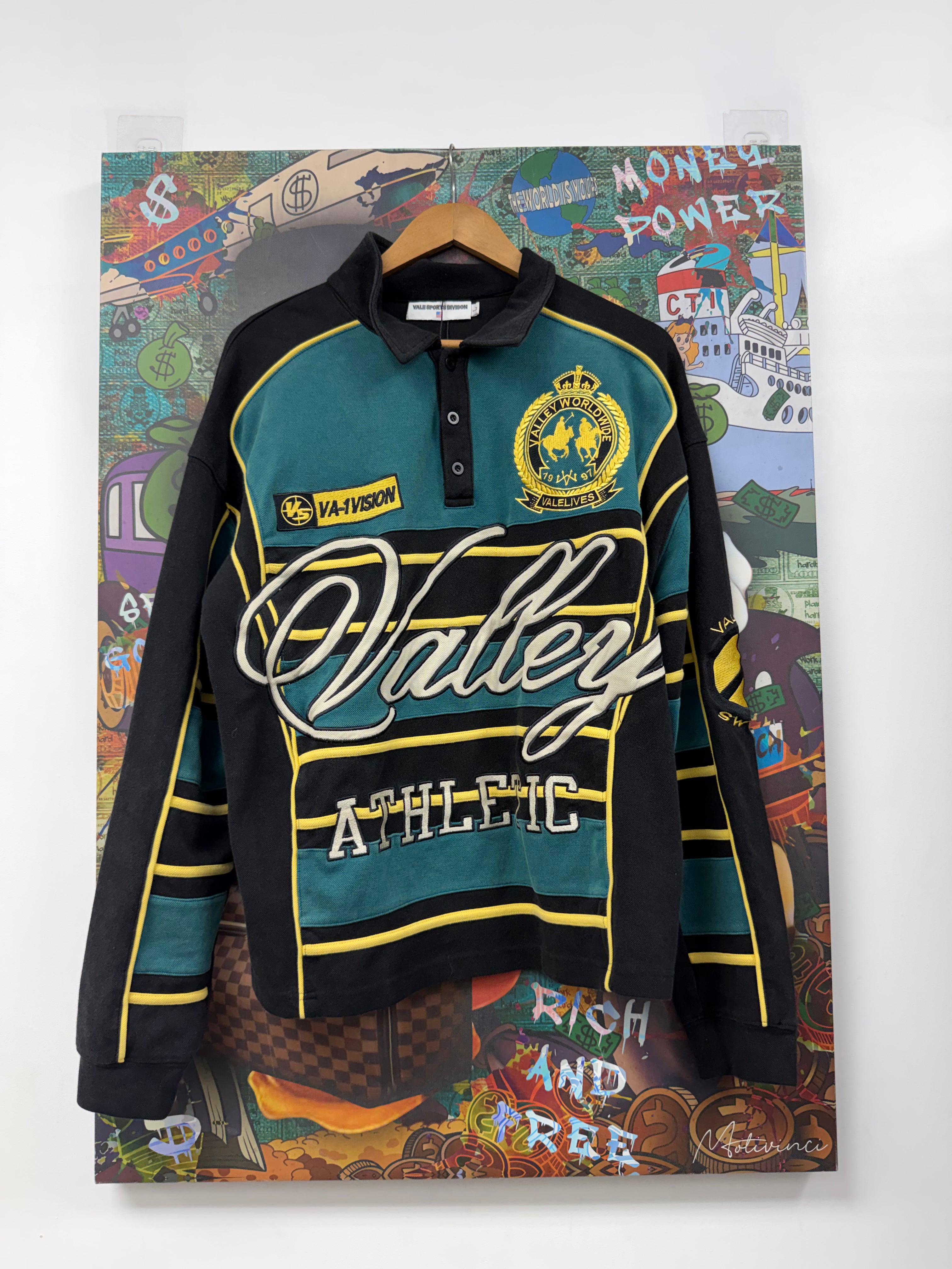 Vale Rugby Green Yellow Black Polo