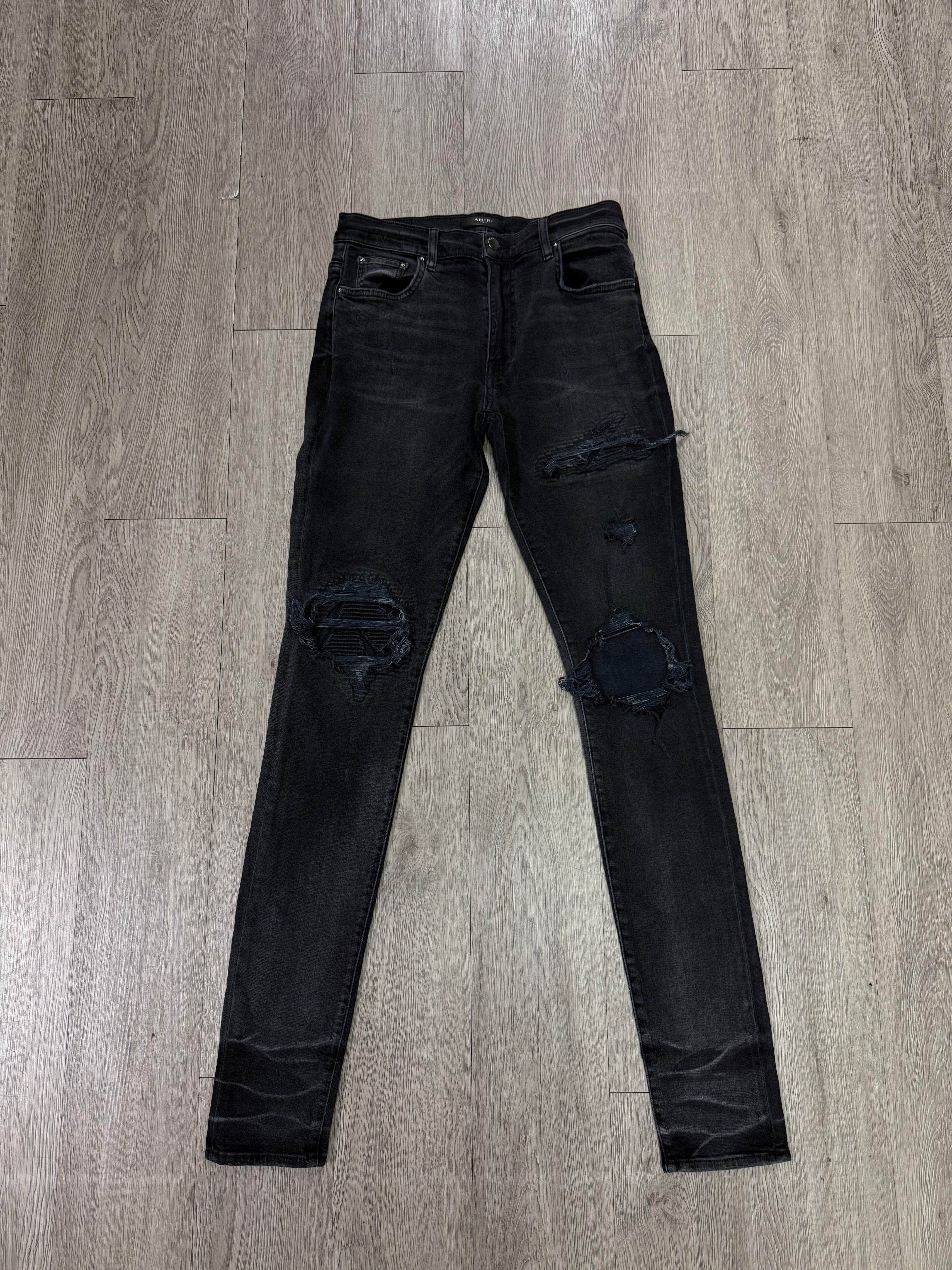 Amiri MX1 Black Wash Denim Patch (Zipper) Jeans