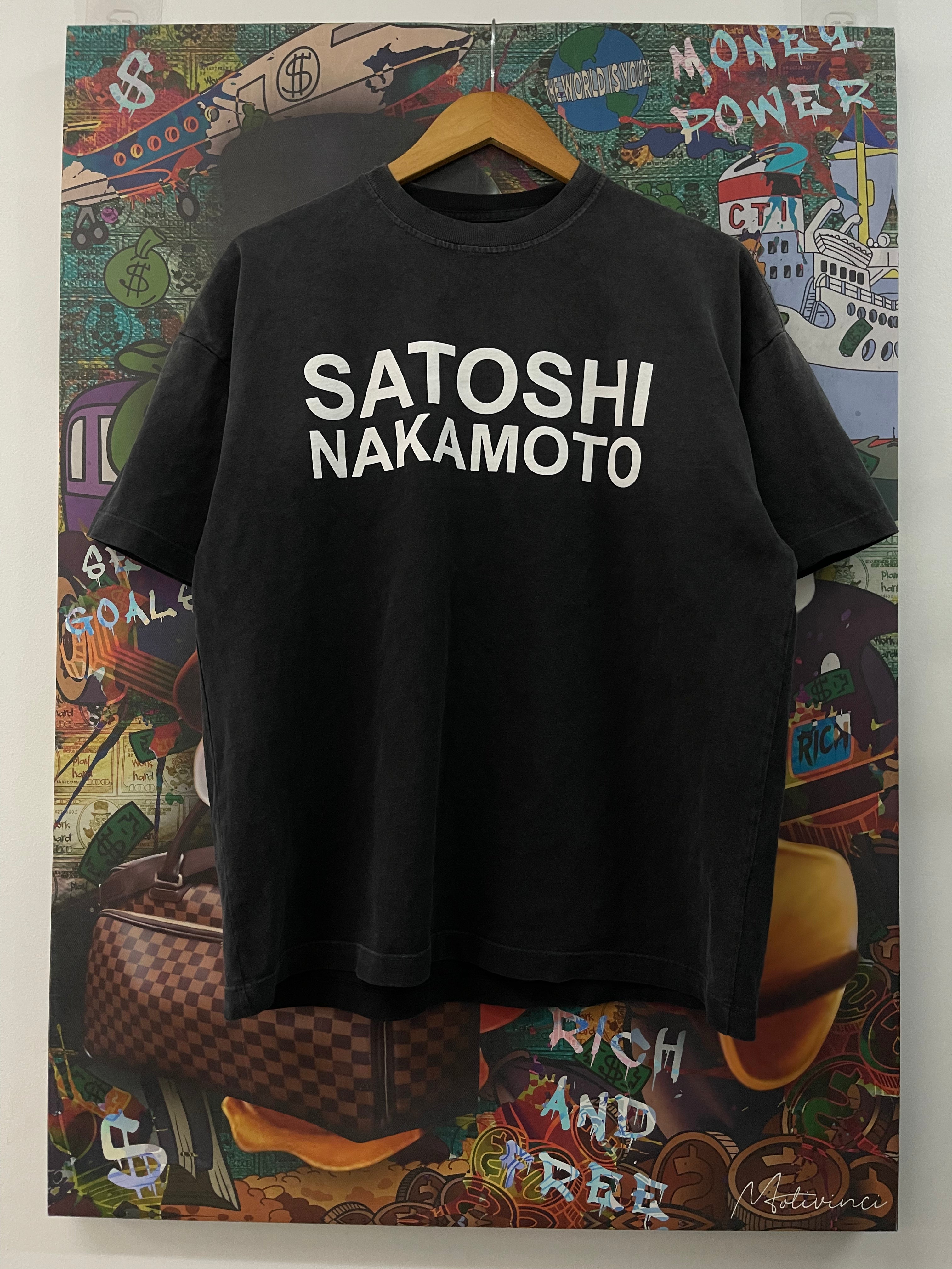 Satoshi Nakamoto Black Wash Logo Tee