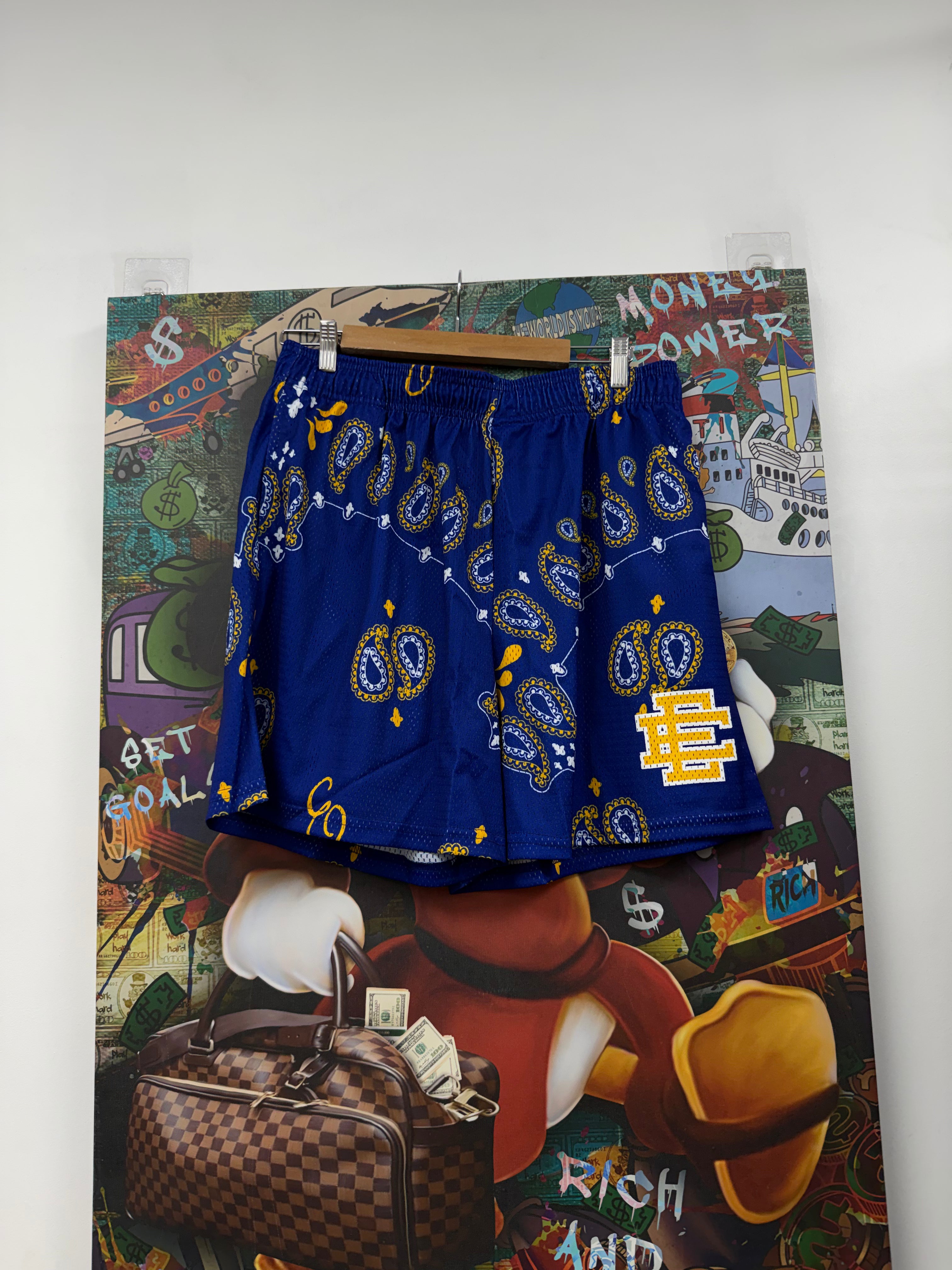 Eric Emanuel Blue Yellow Paisley Shorts