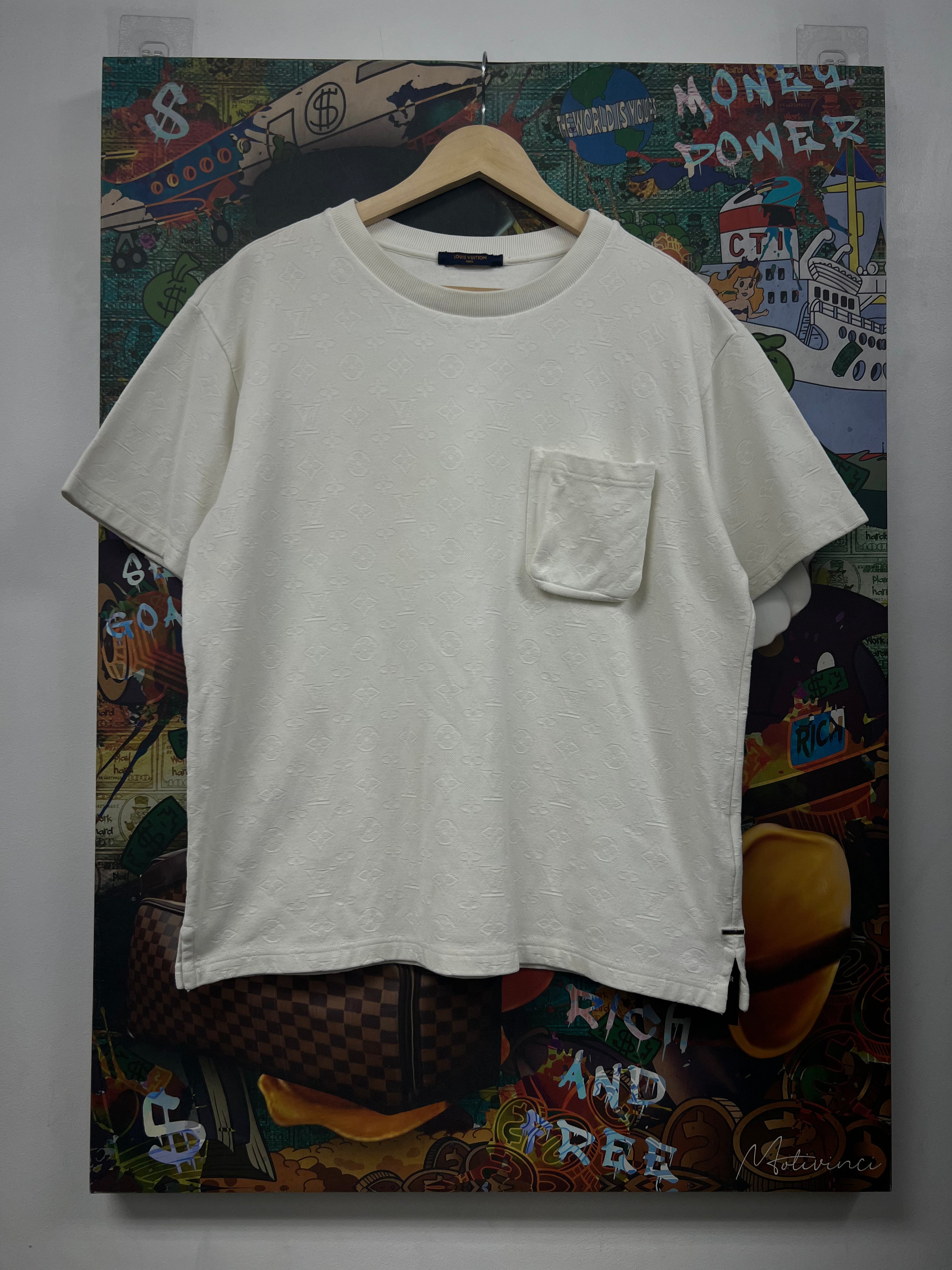 Louis Vuitton White 3D Monogram Pocket Tee
