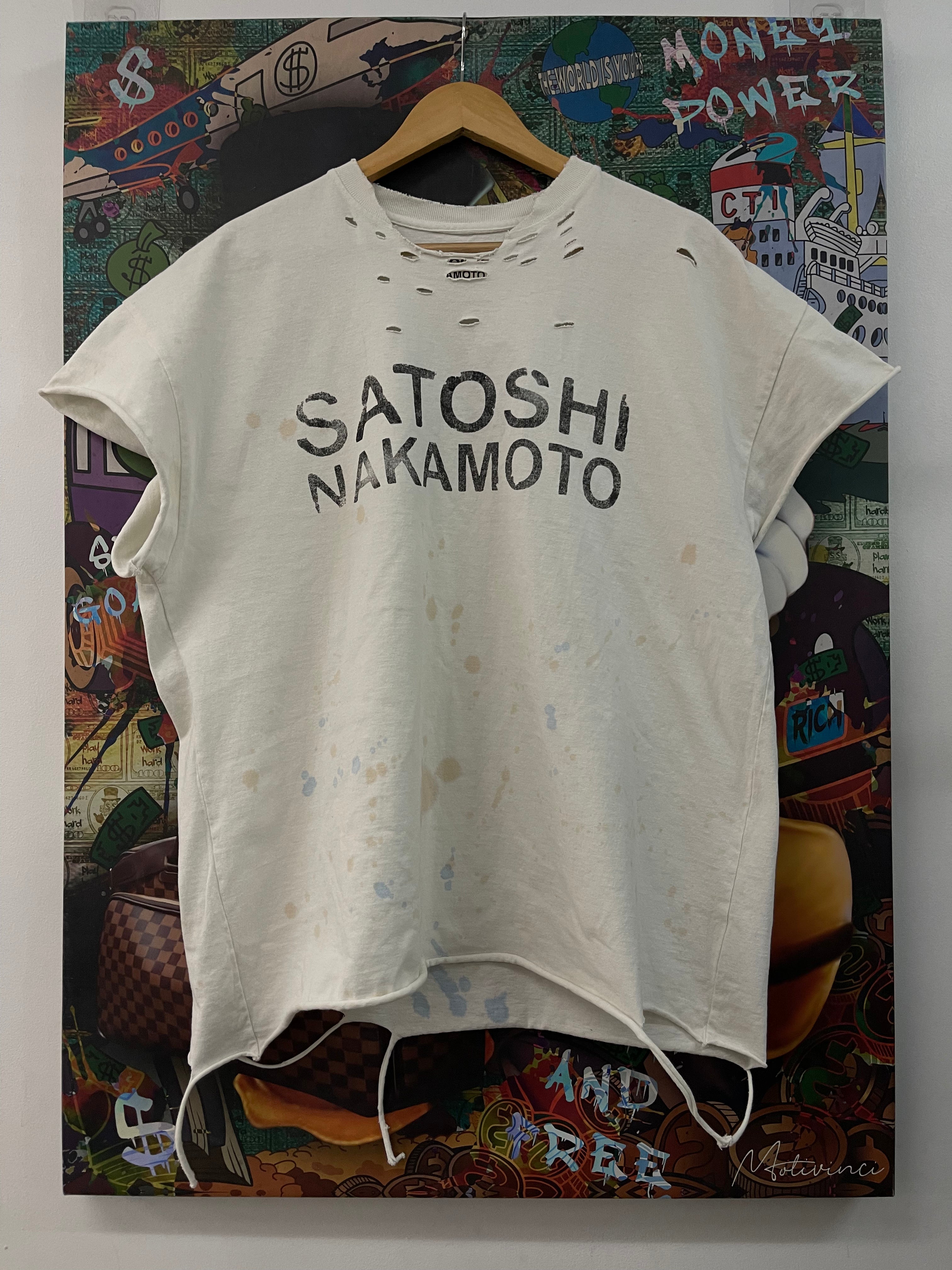 Satoshi Nakamoto Distressed Logo Splatter Tee