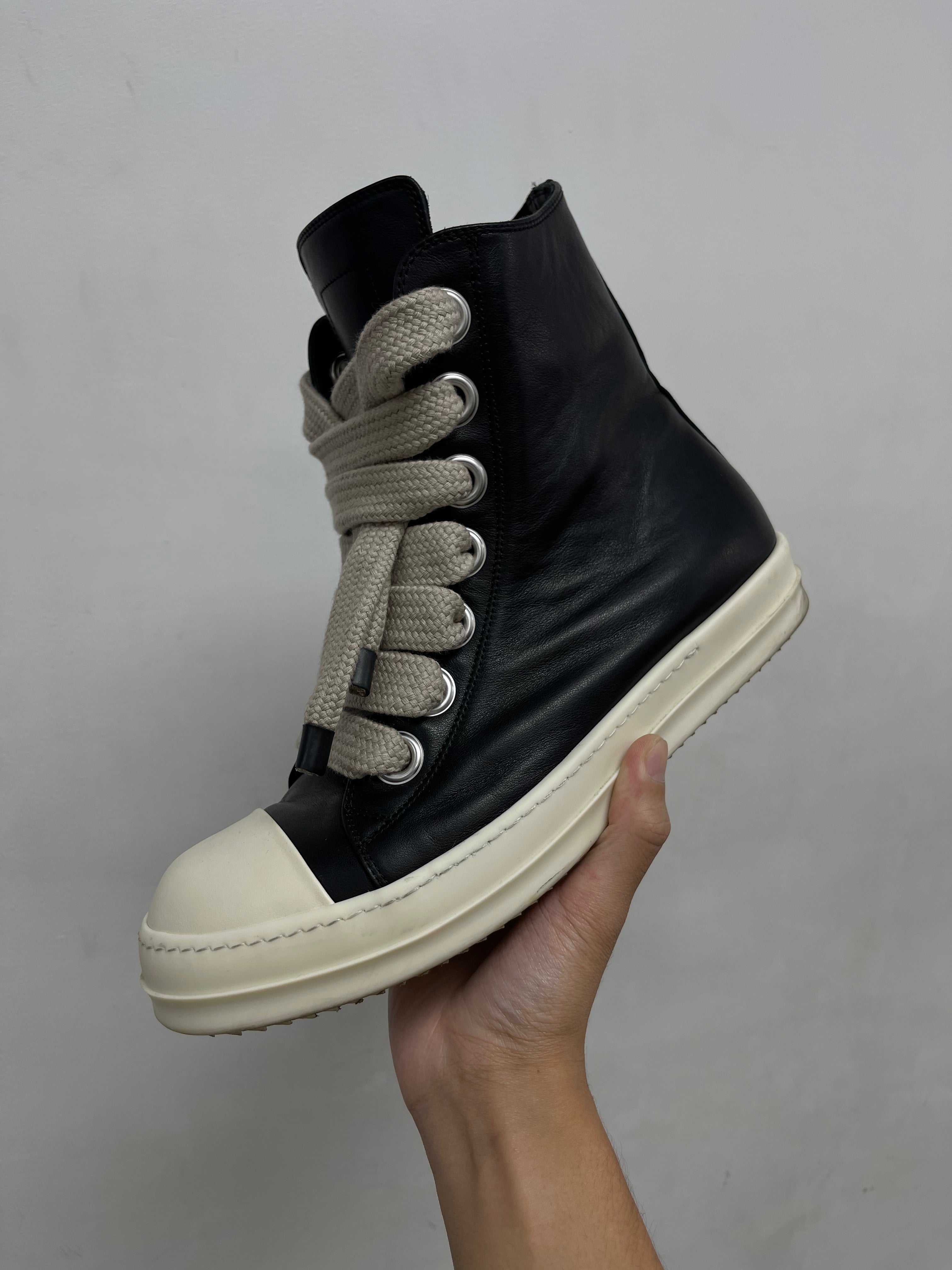 Rick Owens Black Jumbo Lace Mainline Ramone High Sneakers