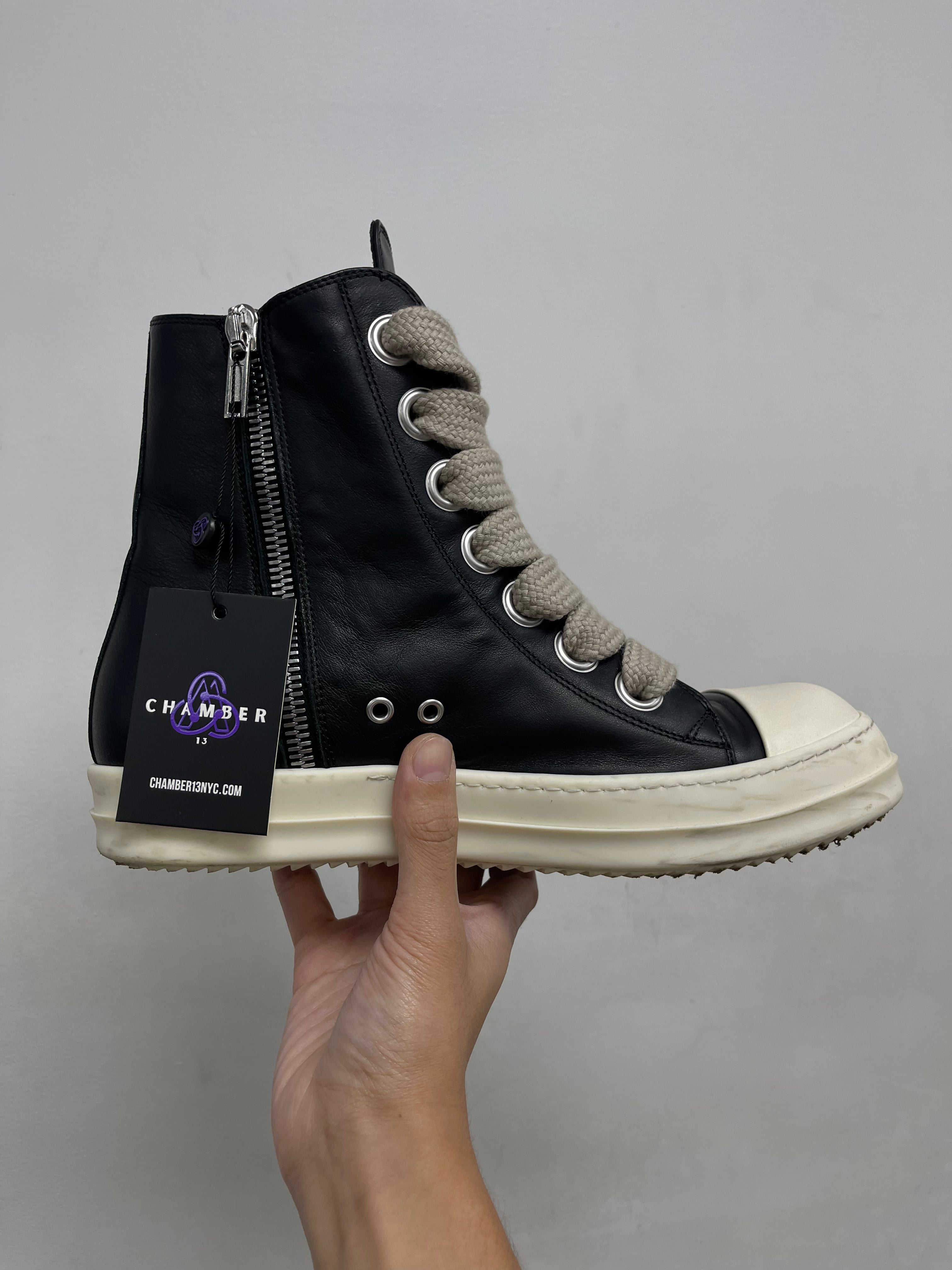 Rick Owens Black Jumbo Lace Mainline Ramone High Sneakers