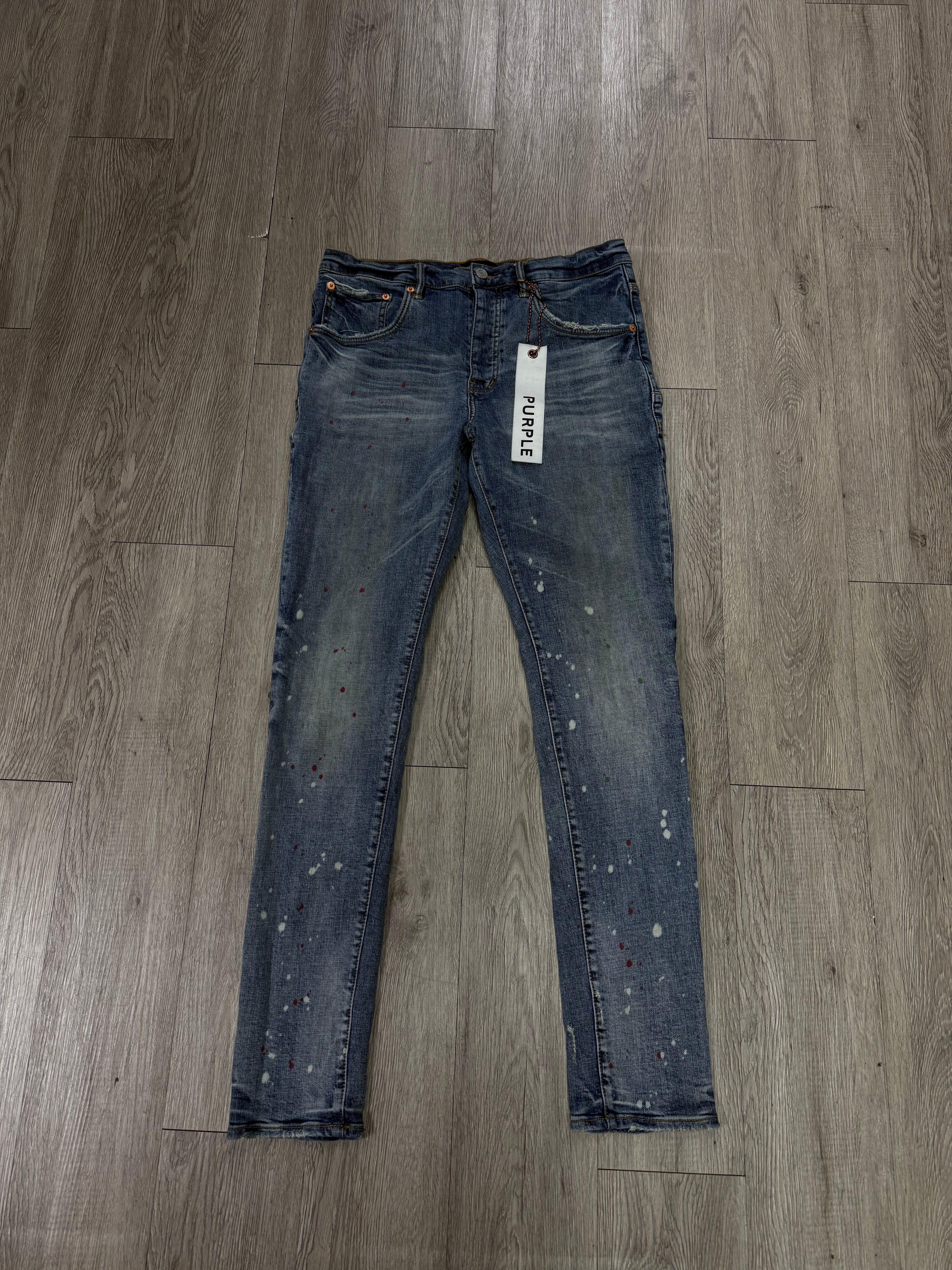 Purple Brand Light Wash Splatter P002 Jeans