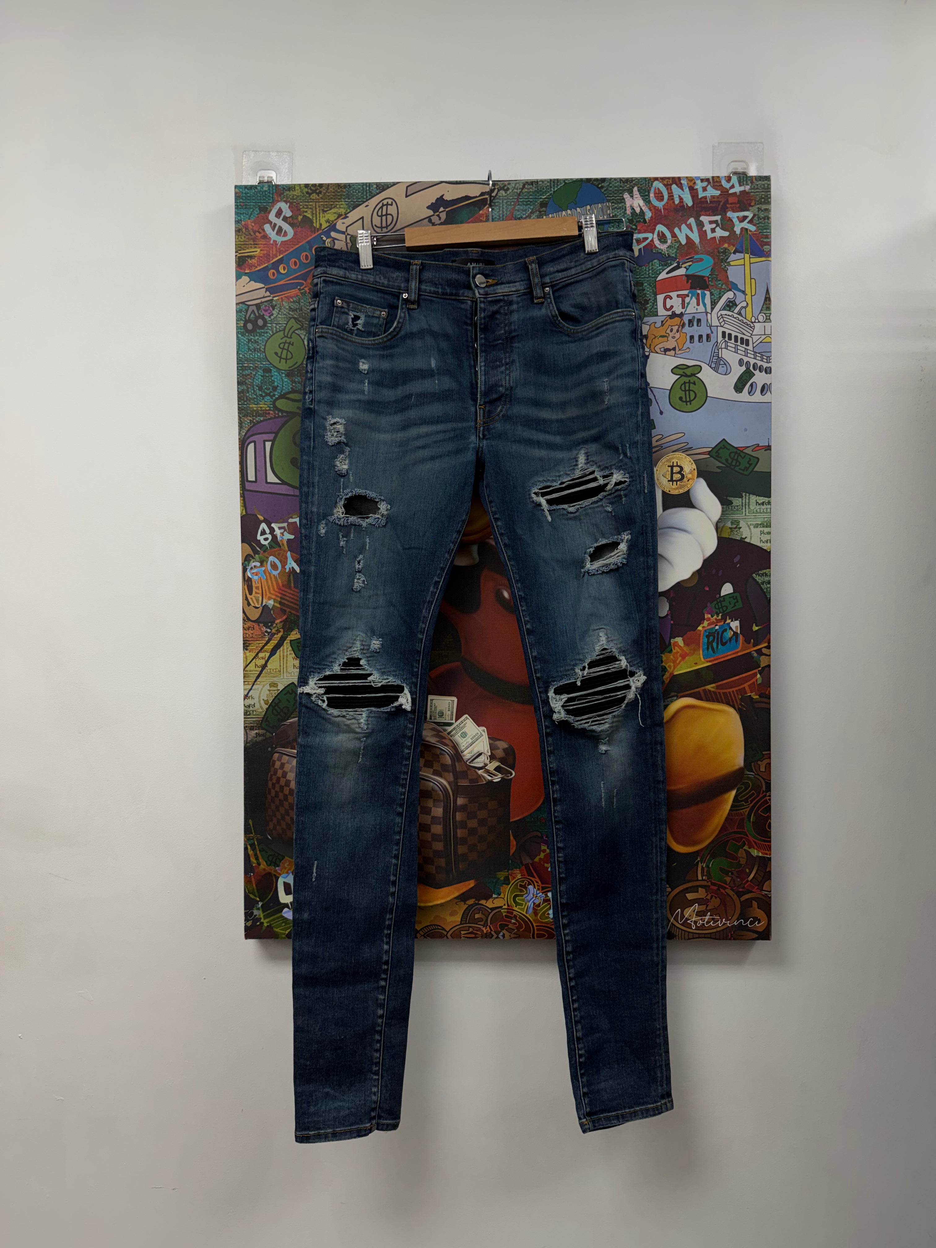 Amiri MX1 Dark Wash Black Patch