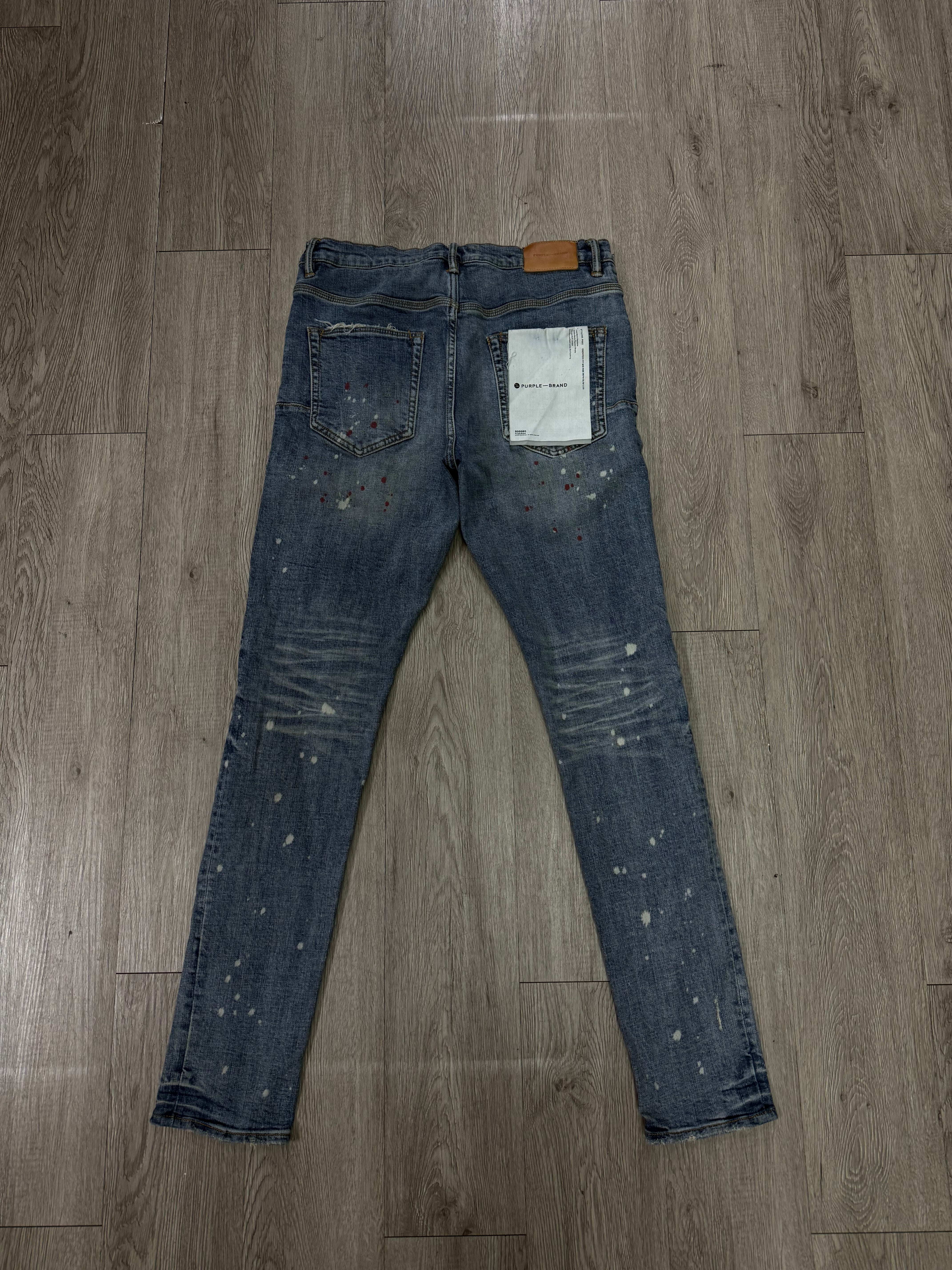 Purple Brand Light Wash Splatter P002 Jeans