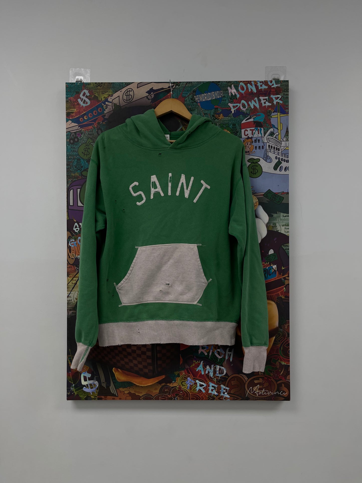 Saint MX6 Holy Relics Hoodie Grey Green Small Used