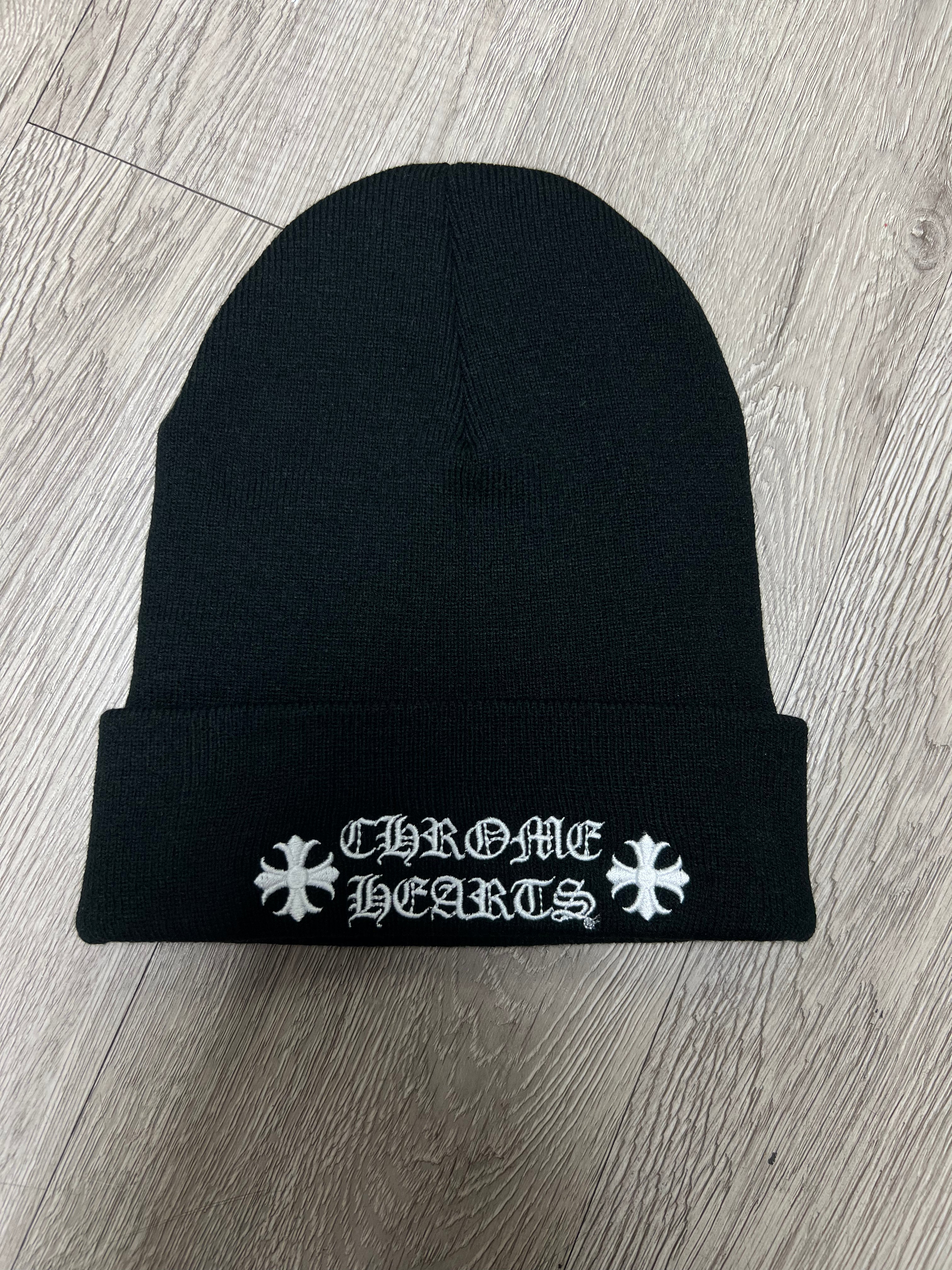 Chrome  Hearts Black White Plus Logo Beanie