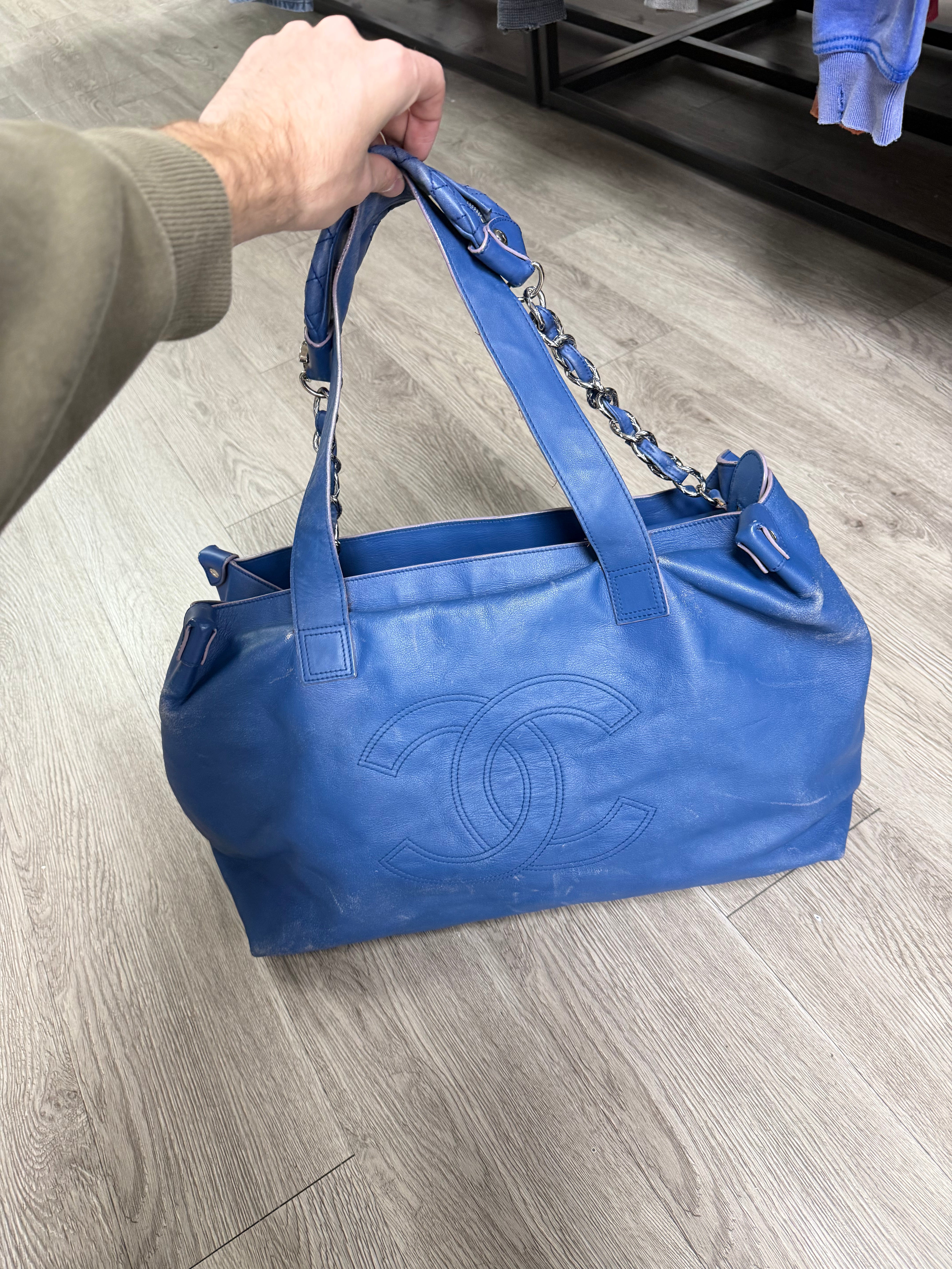 Chanel Blue Coco Mark Hand Bag