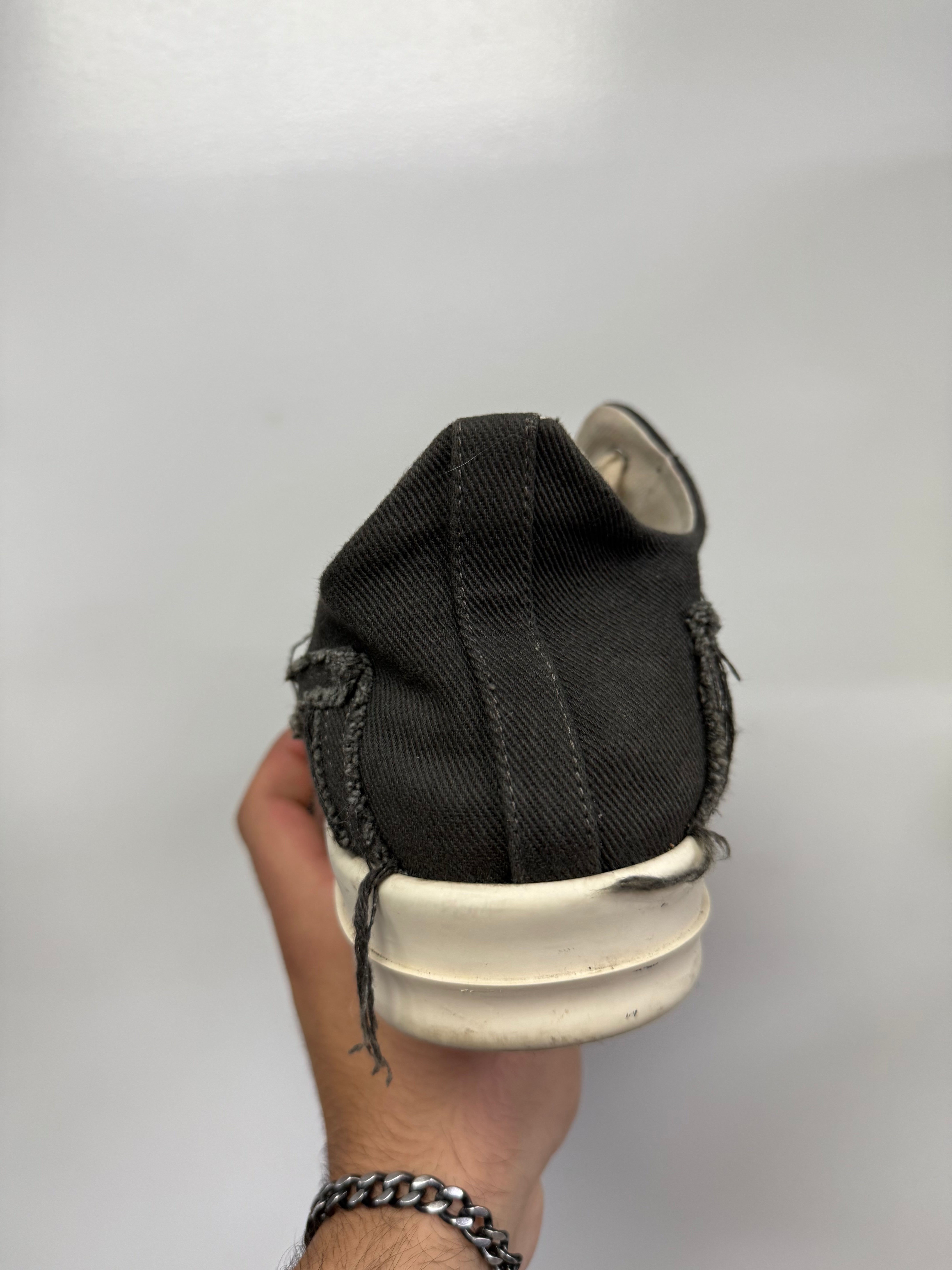 Rick Owens Dark Dust Slashed Denim Ramone Low Sneakers