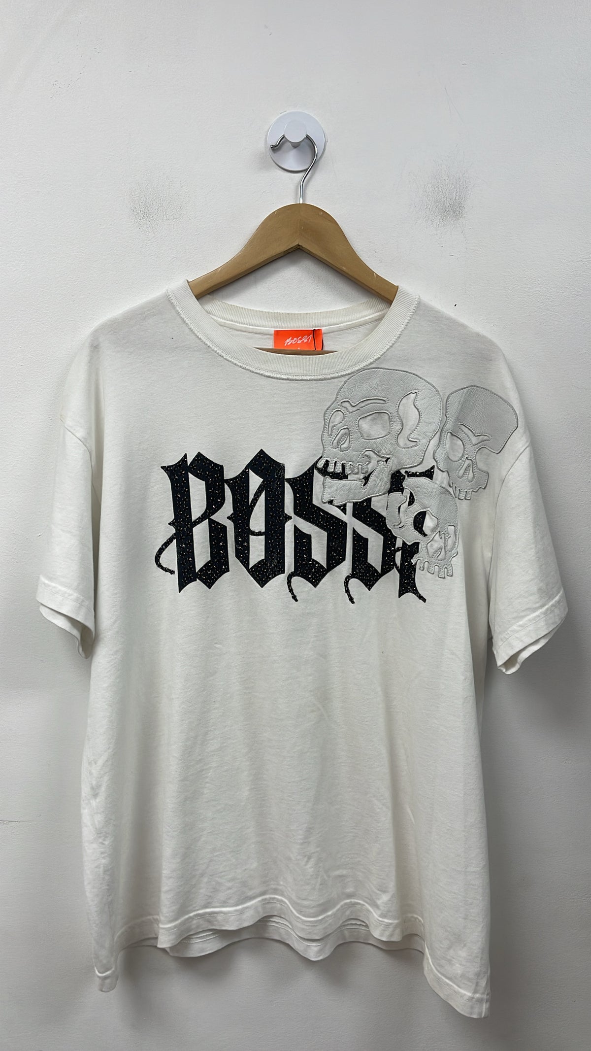 Bossi White Black Skull Rhinestone Tee