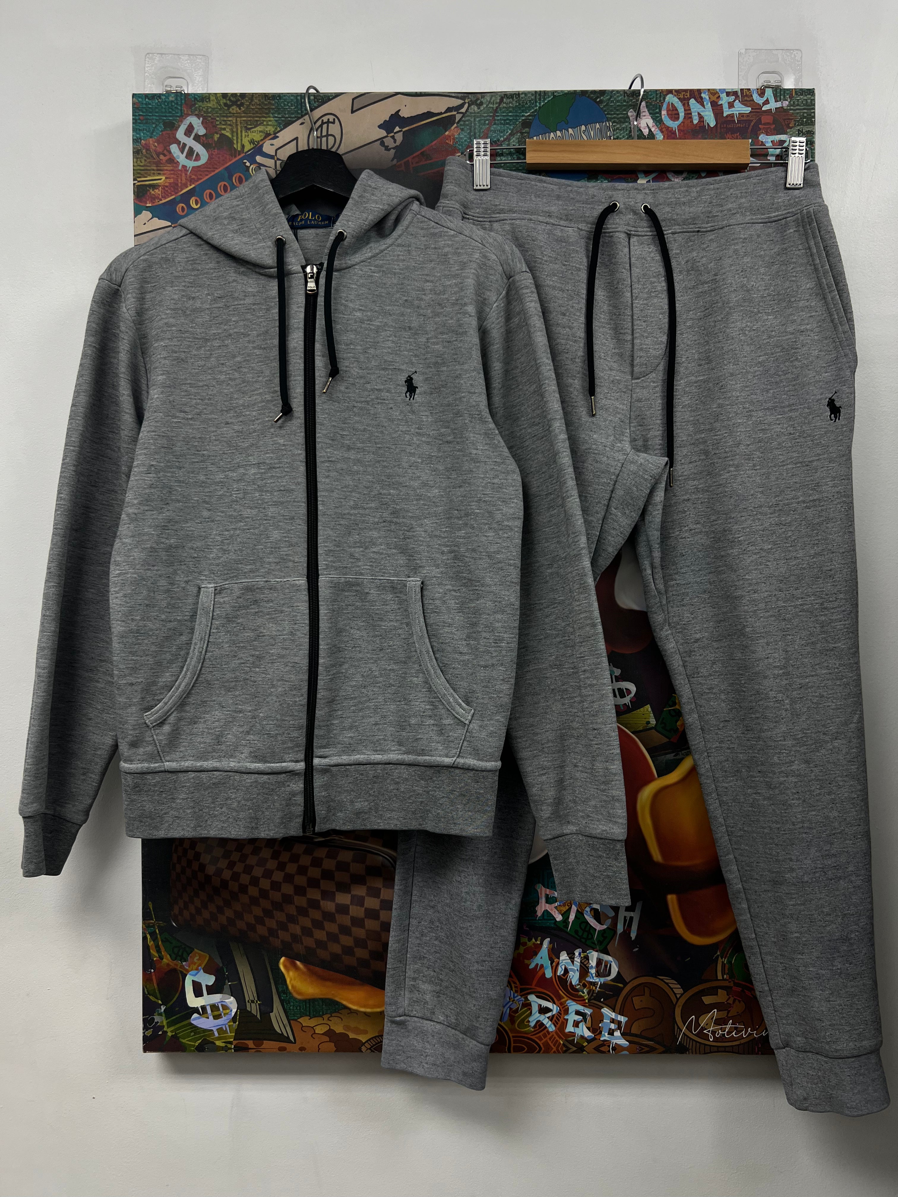 Polo Grey Black Tech Sweatsuit